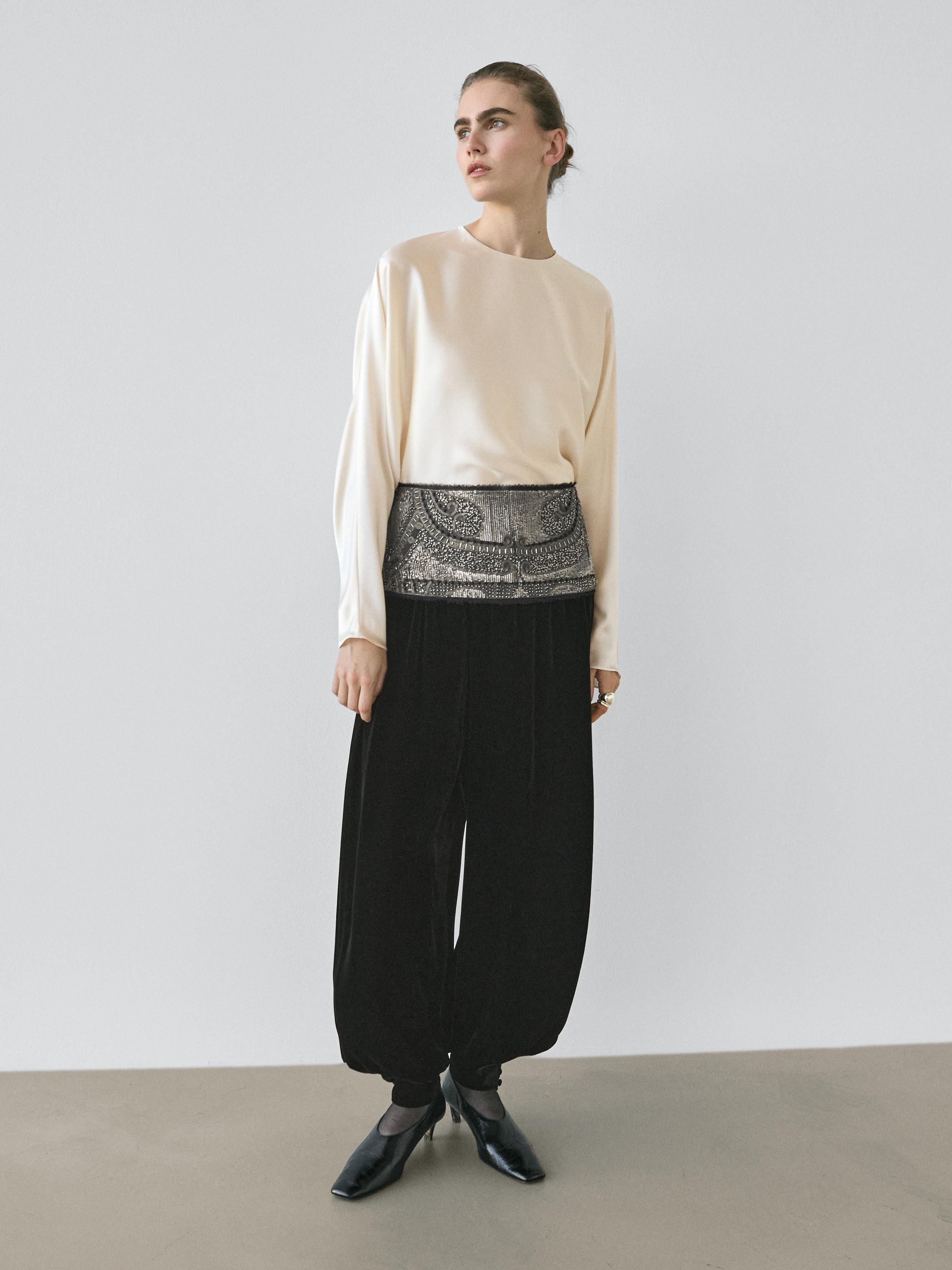 100% silk short batwing sleeve blouse - STUDIO