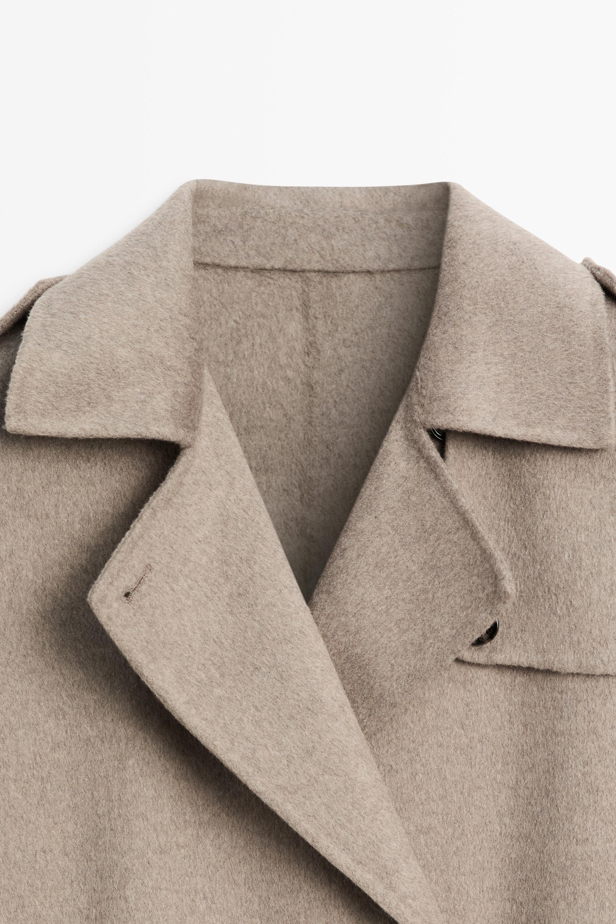 Long wool blend trench coat — GREY