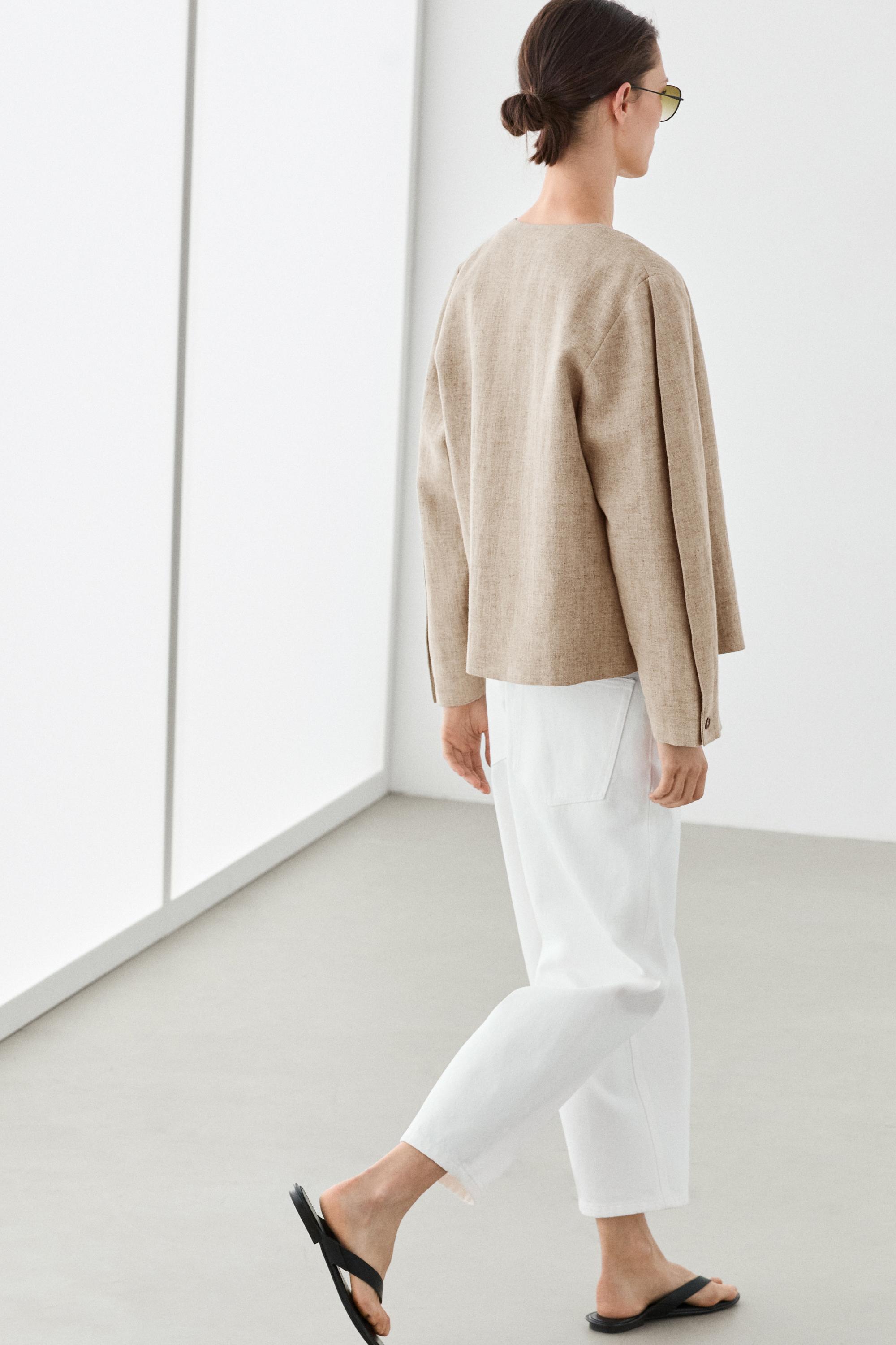 Bomber jacket with flecked detail — BEIGE