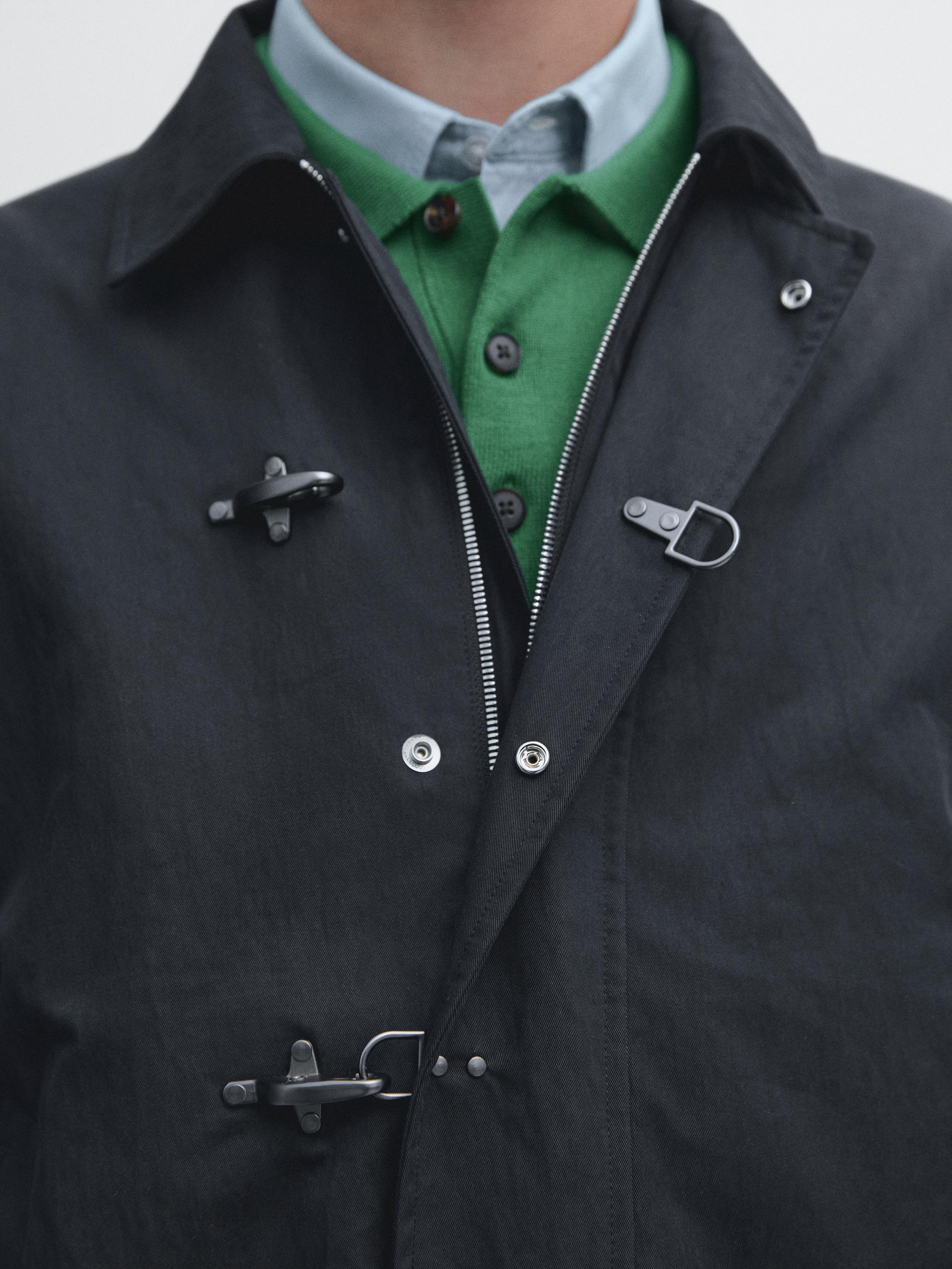 Cotton blend toggle jacket — NAVY BLUE