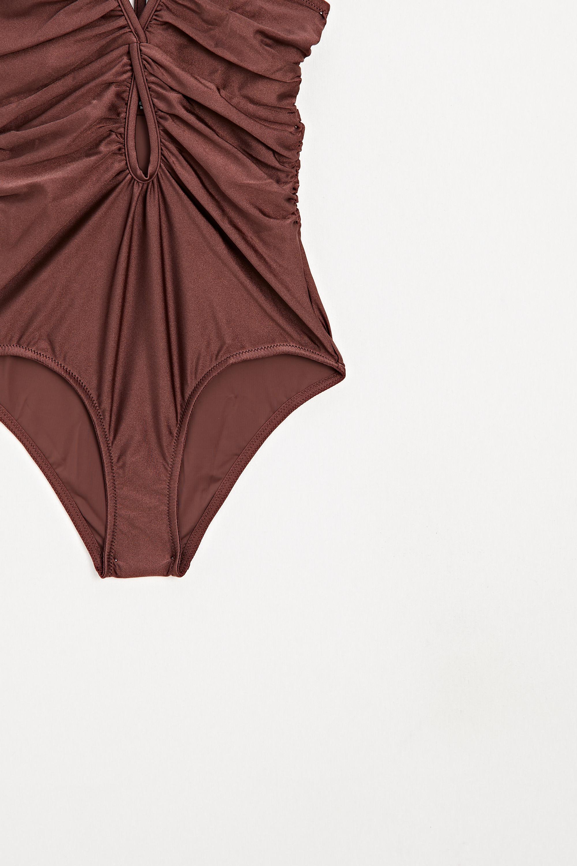Shimmery halter swimsuit — BROWN