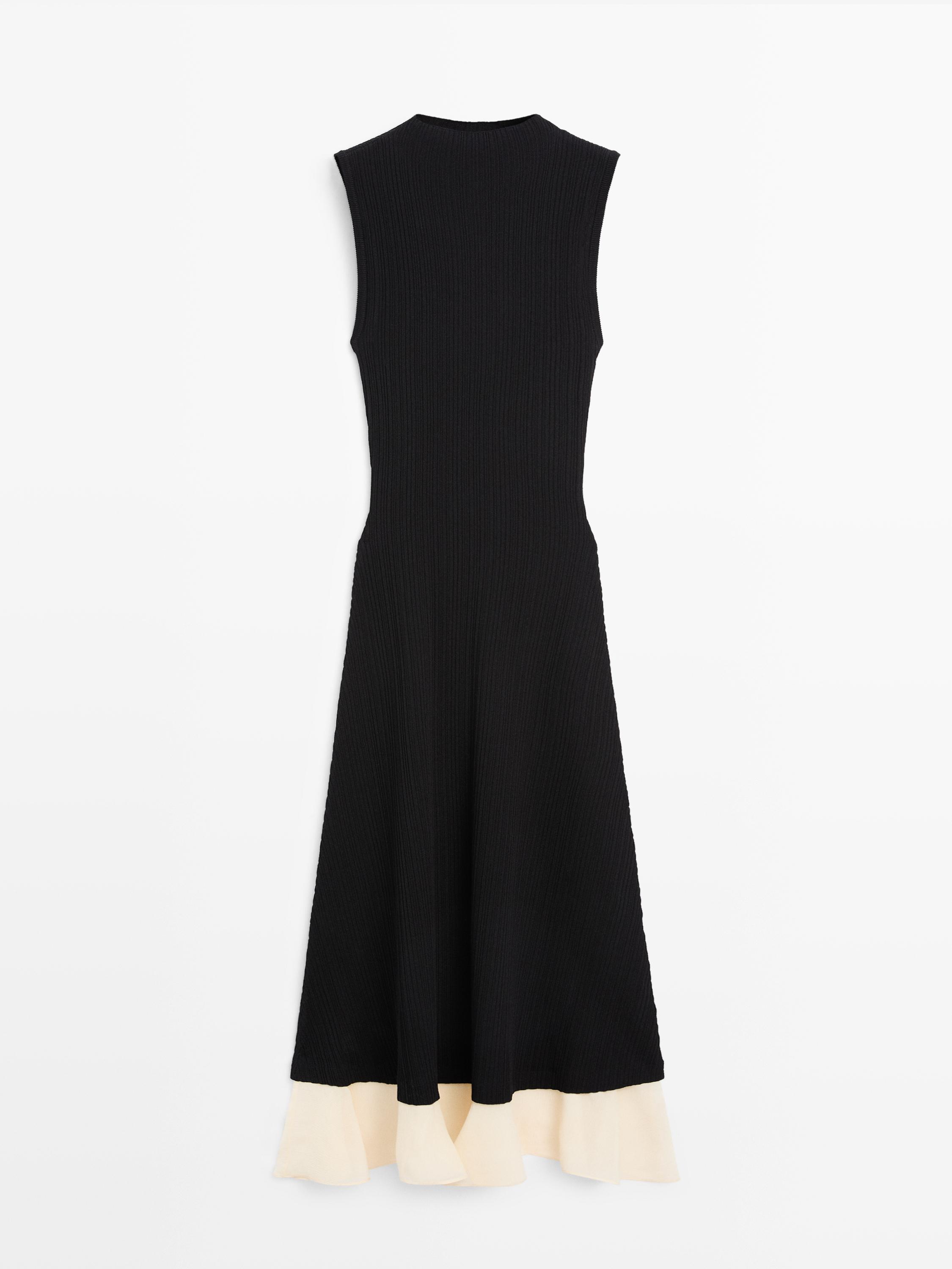 Pleated midi dress with ruffles