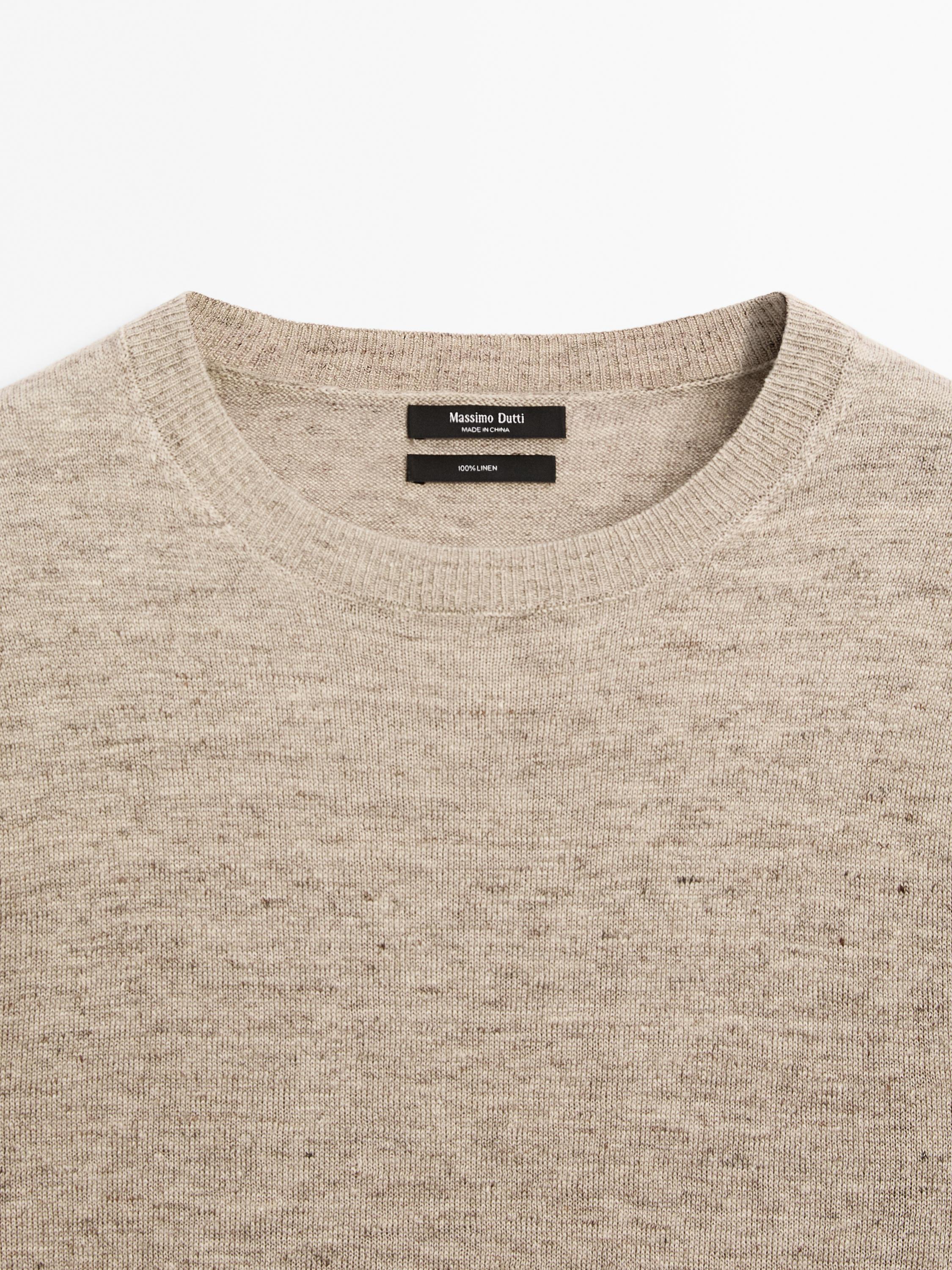 100% linen melange knit sweater
