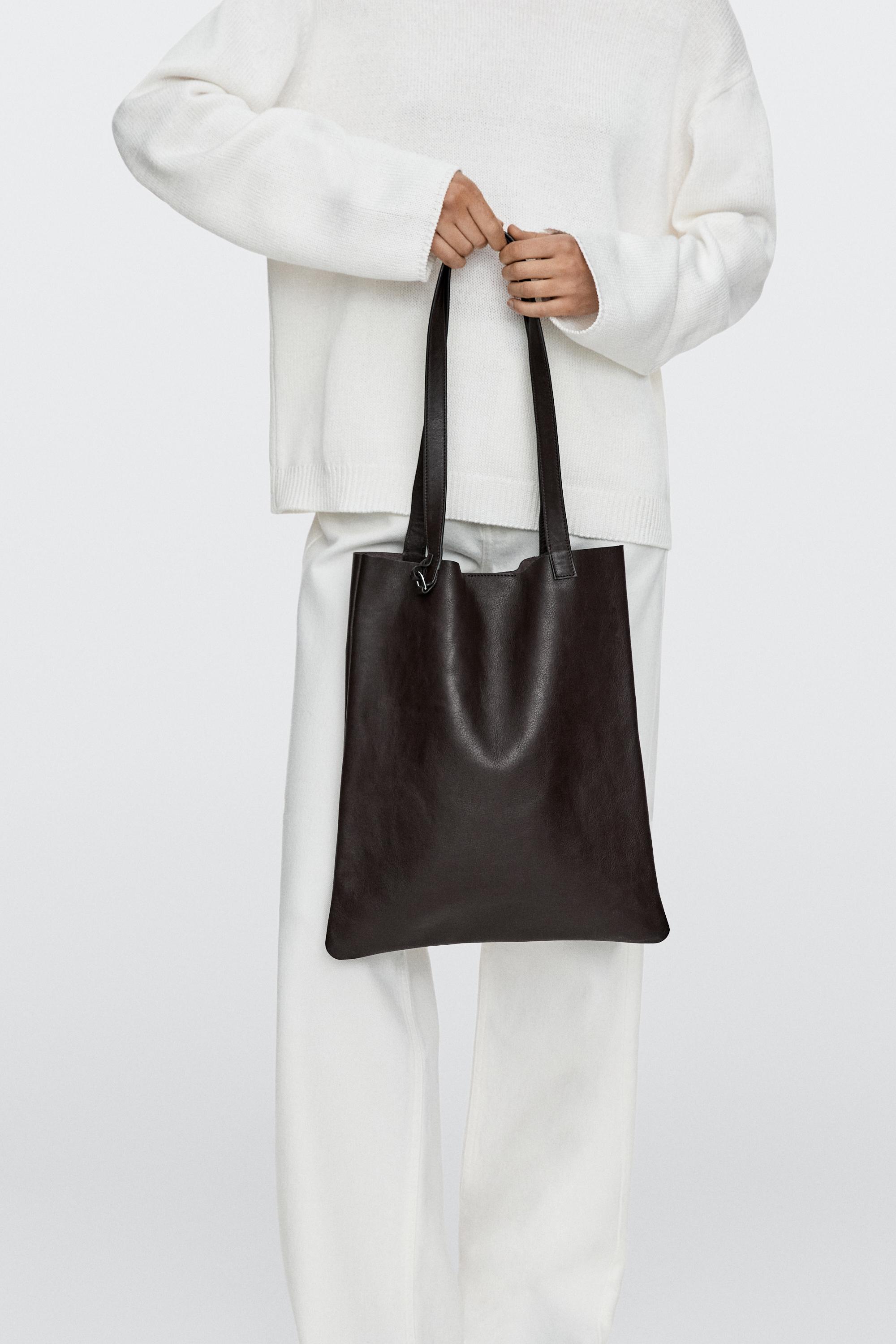 Nappaleren shopper met clutch detail