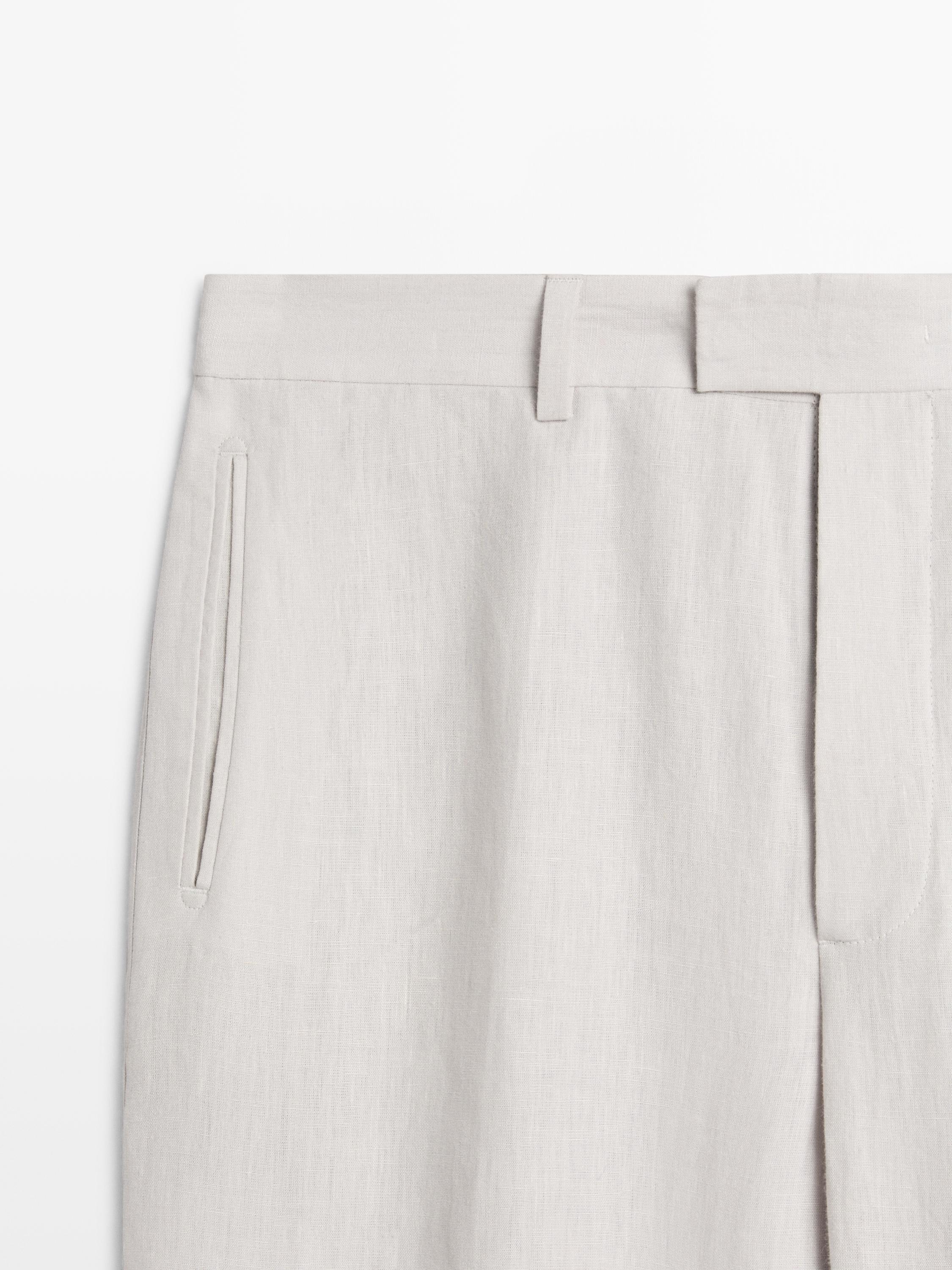 Linen tailored fit barrel trousers — ICE