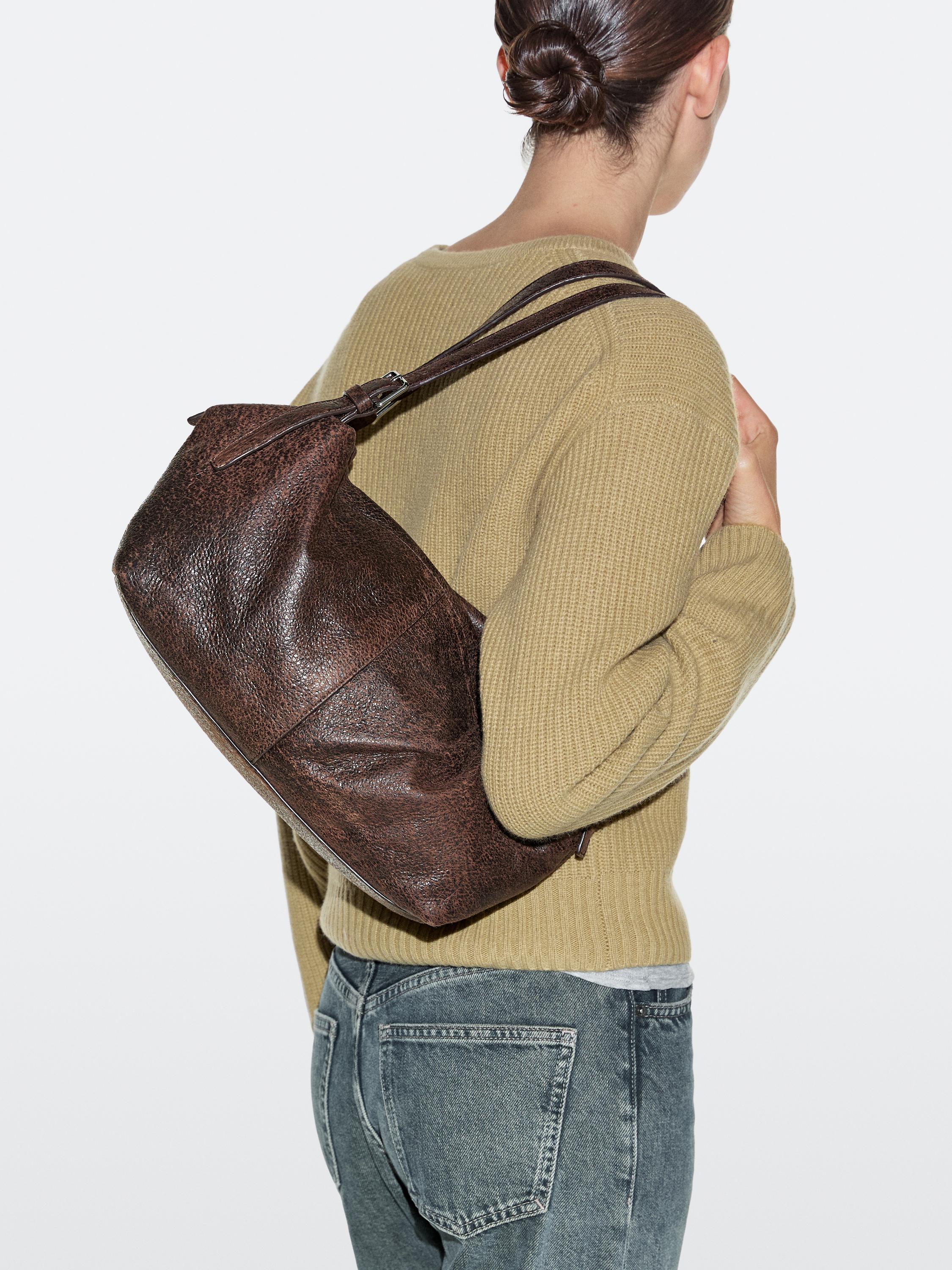 Mala satchel grande de pele napa