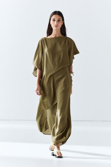 Flowing cape top total look — KHAKI 1