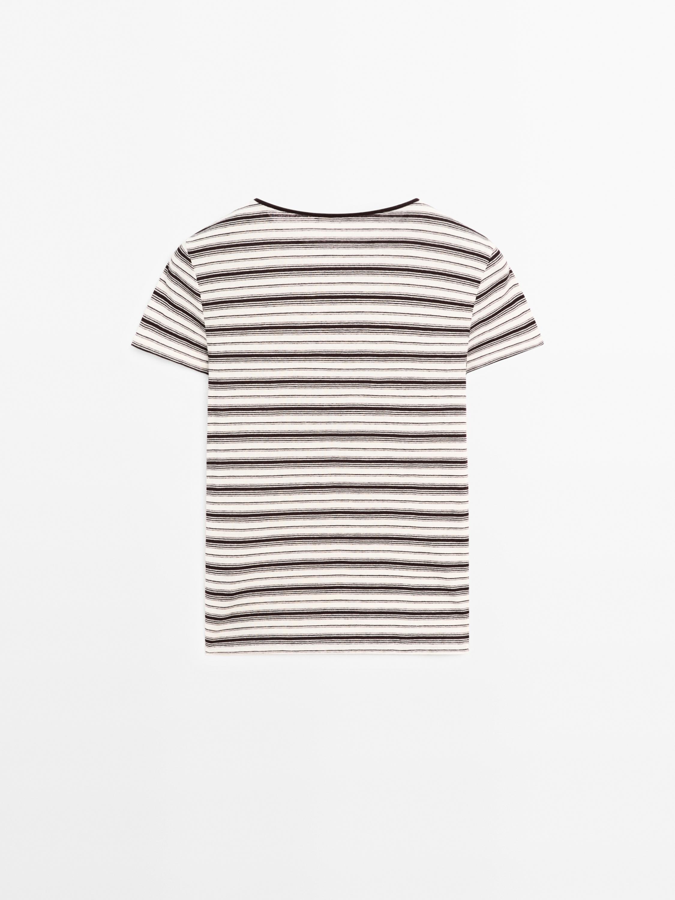 T-shirt rétro à rayures 100 % coton