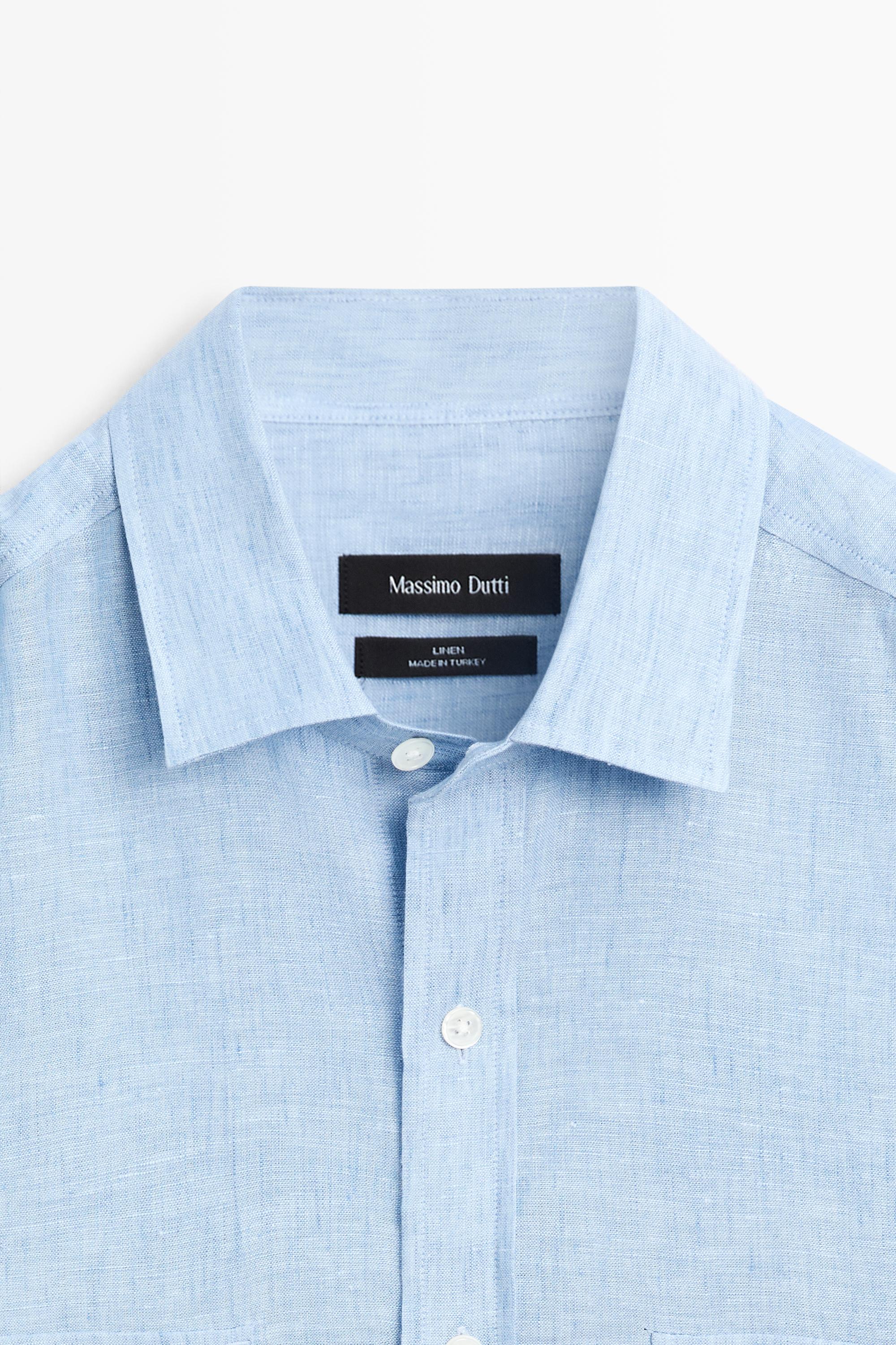 100% Linen Regular Fit Shirt — BLUE
