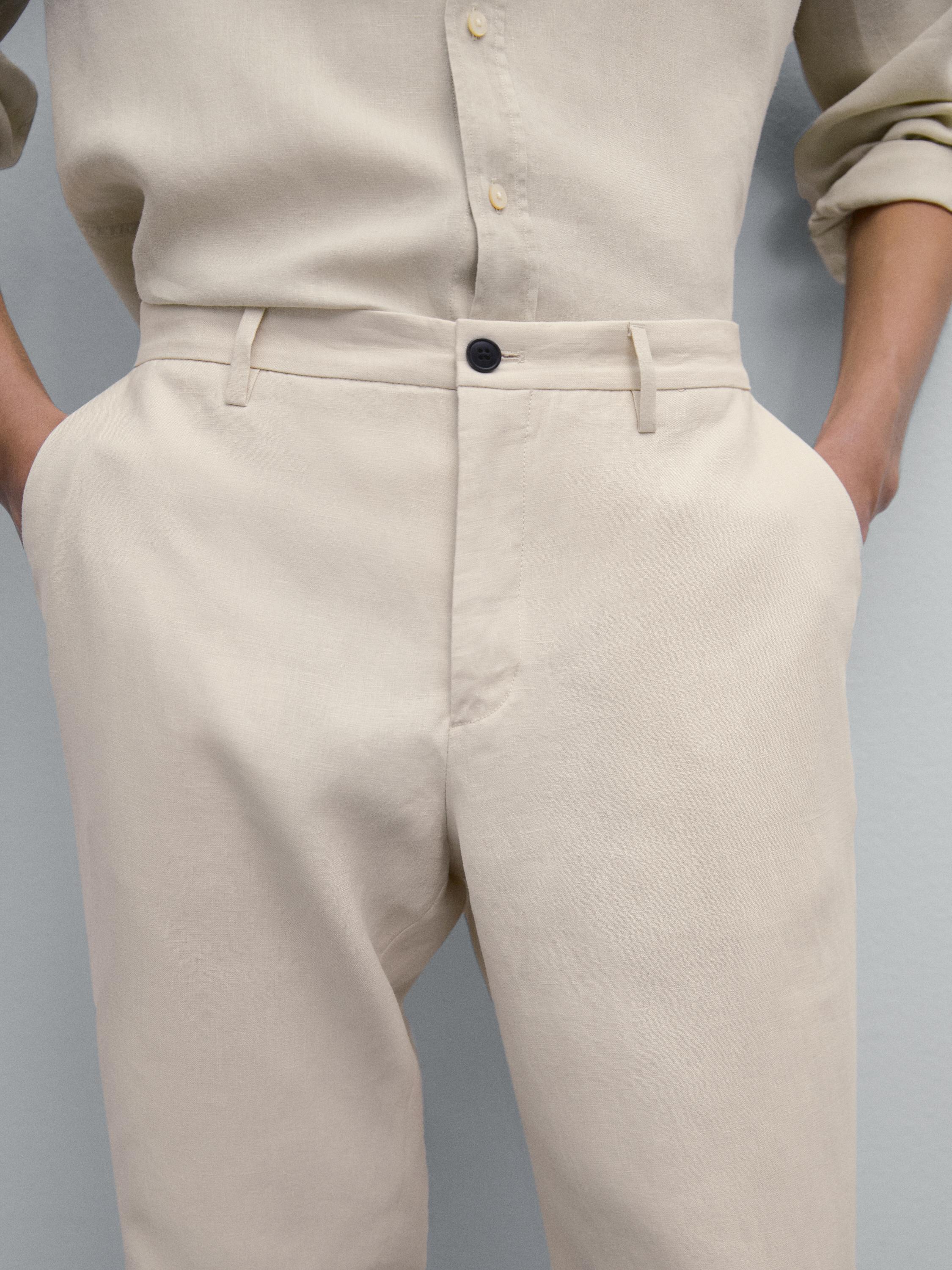 Pantalón regular fit 100% lino