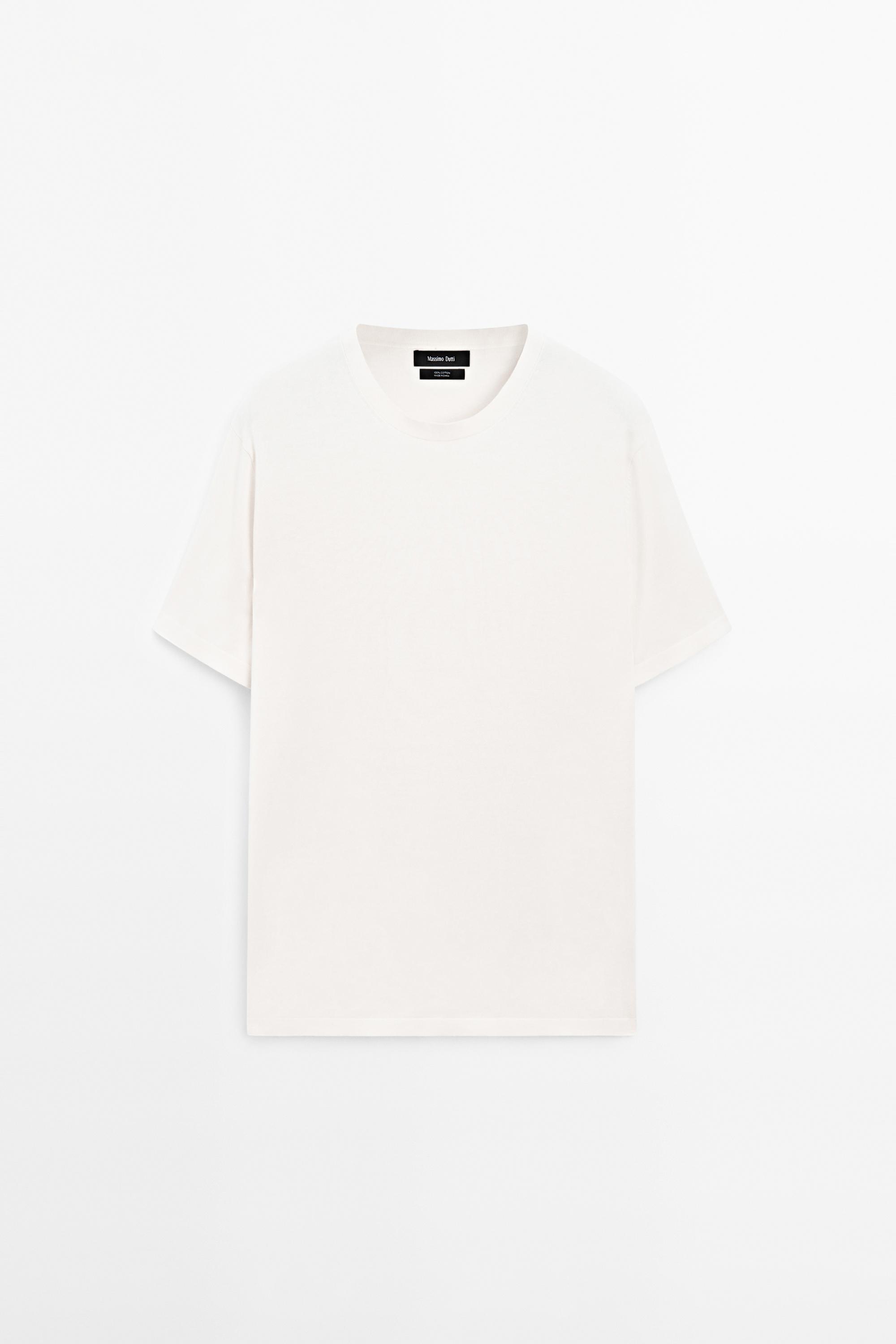 100% cotton short sleeve knit sweater — CREAM