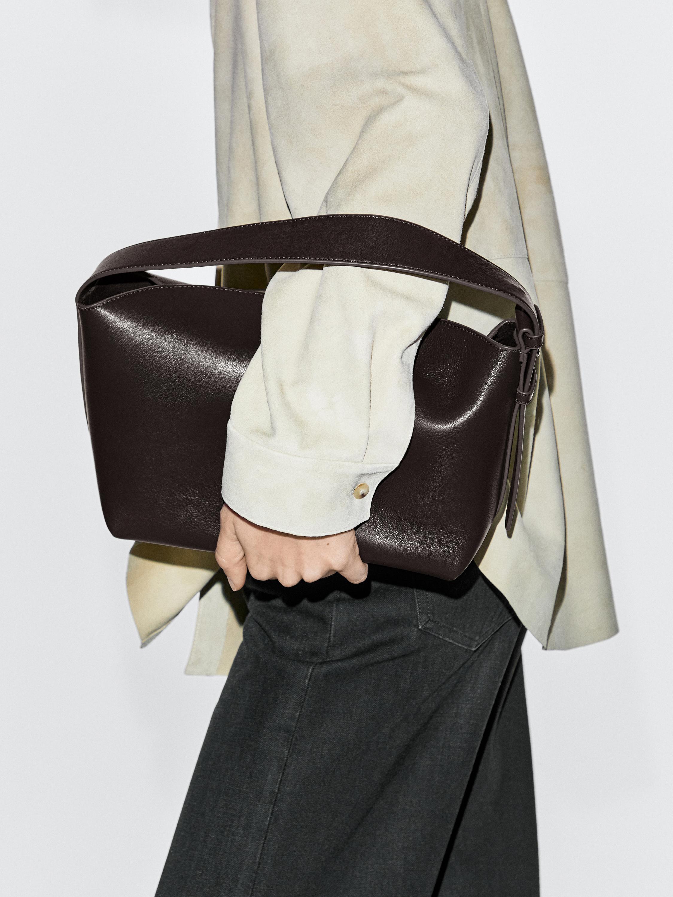 Small nappa leather shoulder bag — BROWN