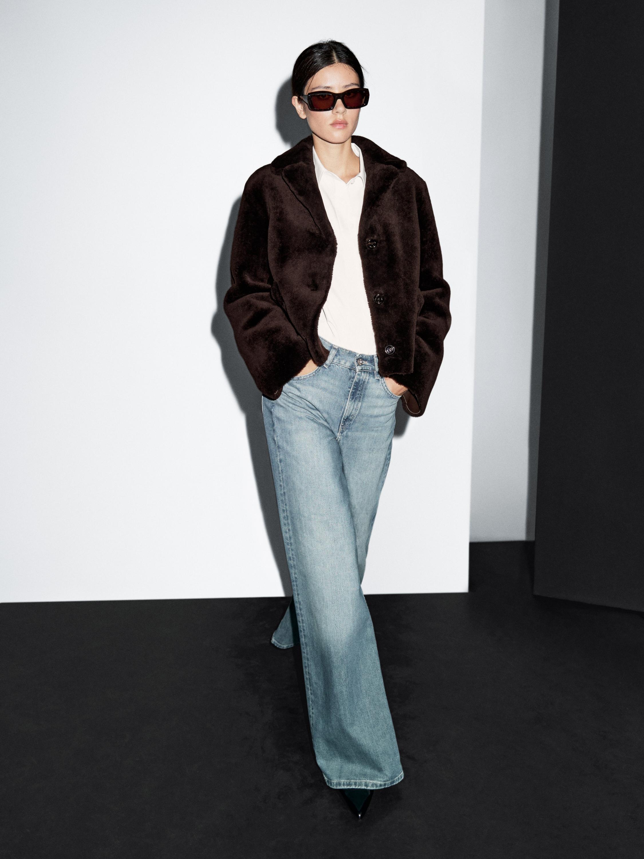 Short 100% sheepskin mouton jacket