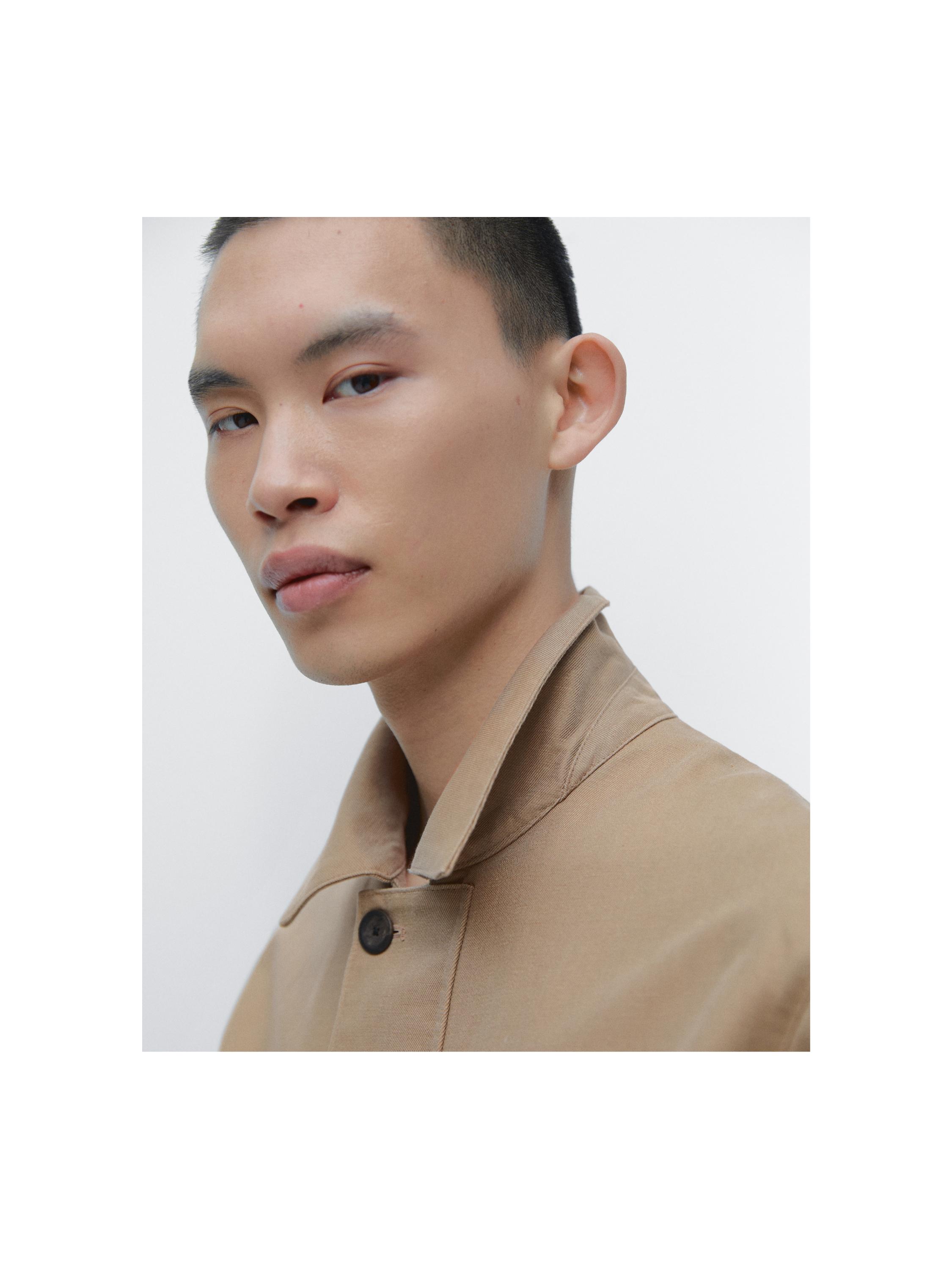 Linen blend jacket with pocket details — BEIGE