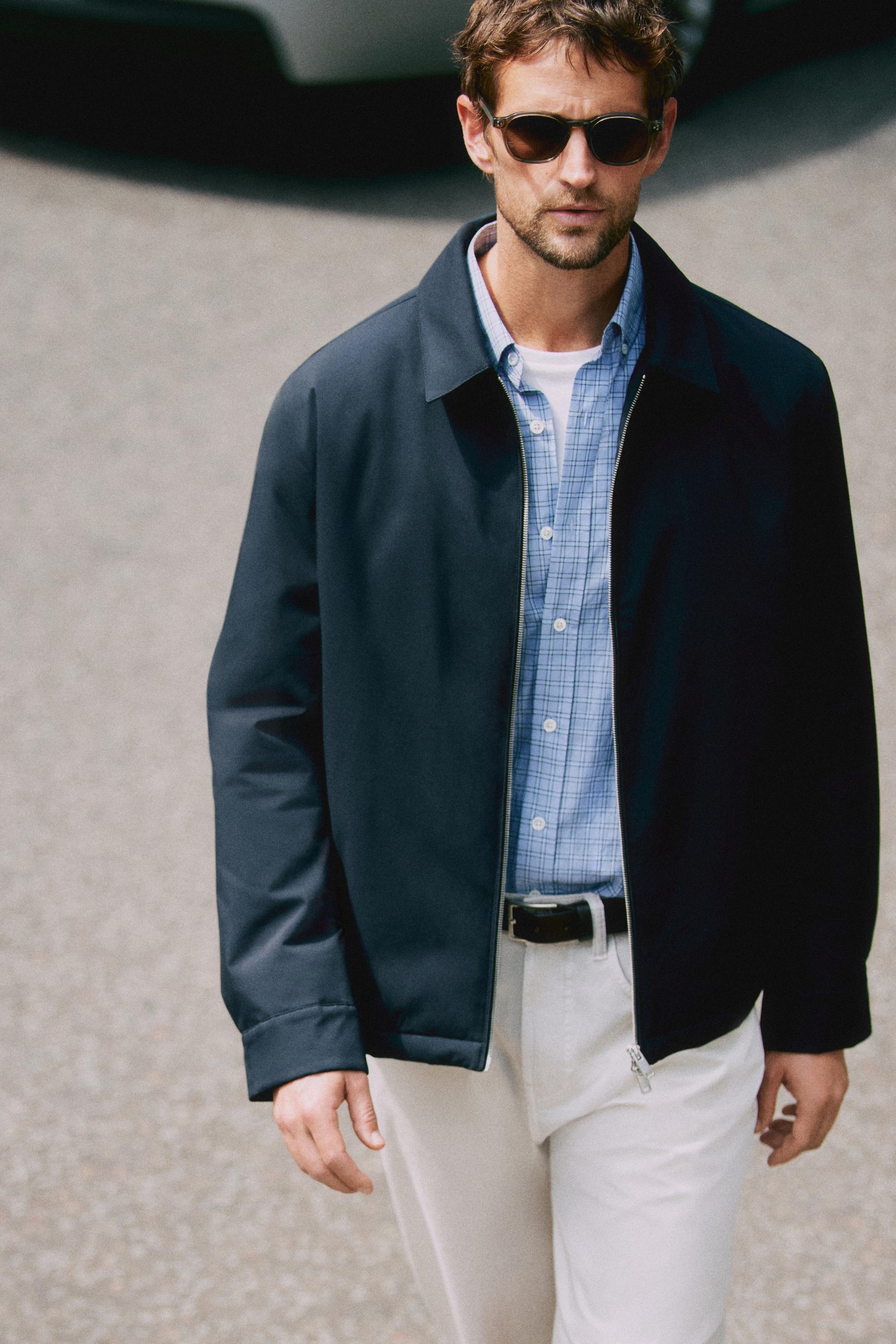 Lightweight jacket with collar detail — NAVY BLUE