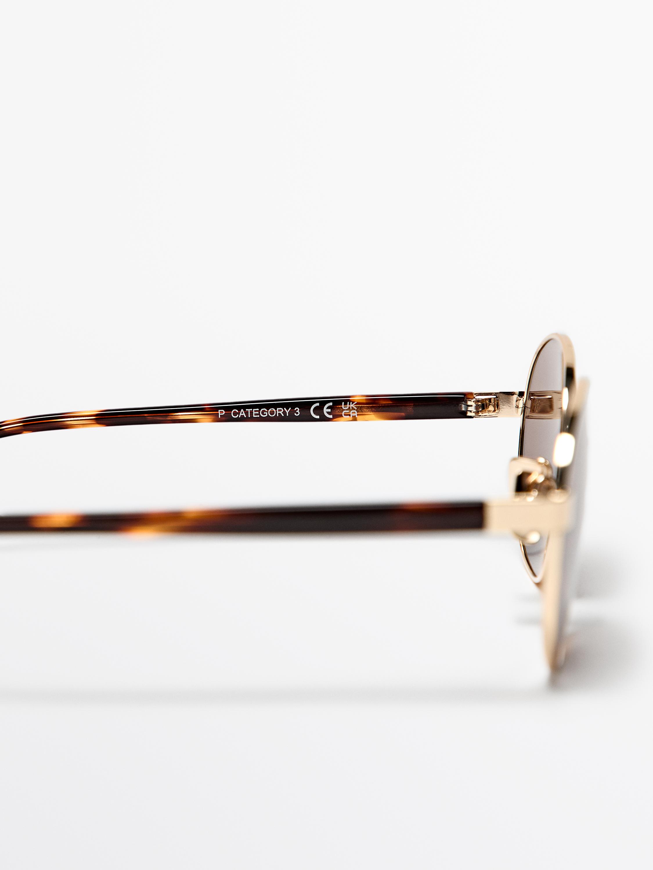 Round metal sunglasses - tortoiseshell effect — GOLD