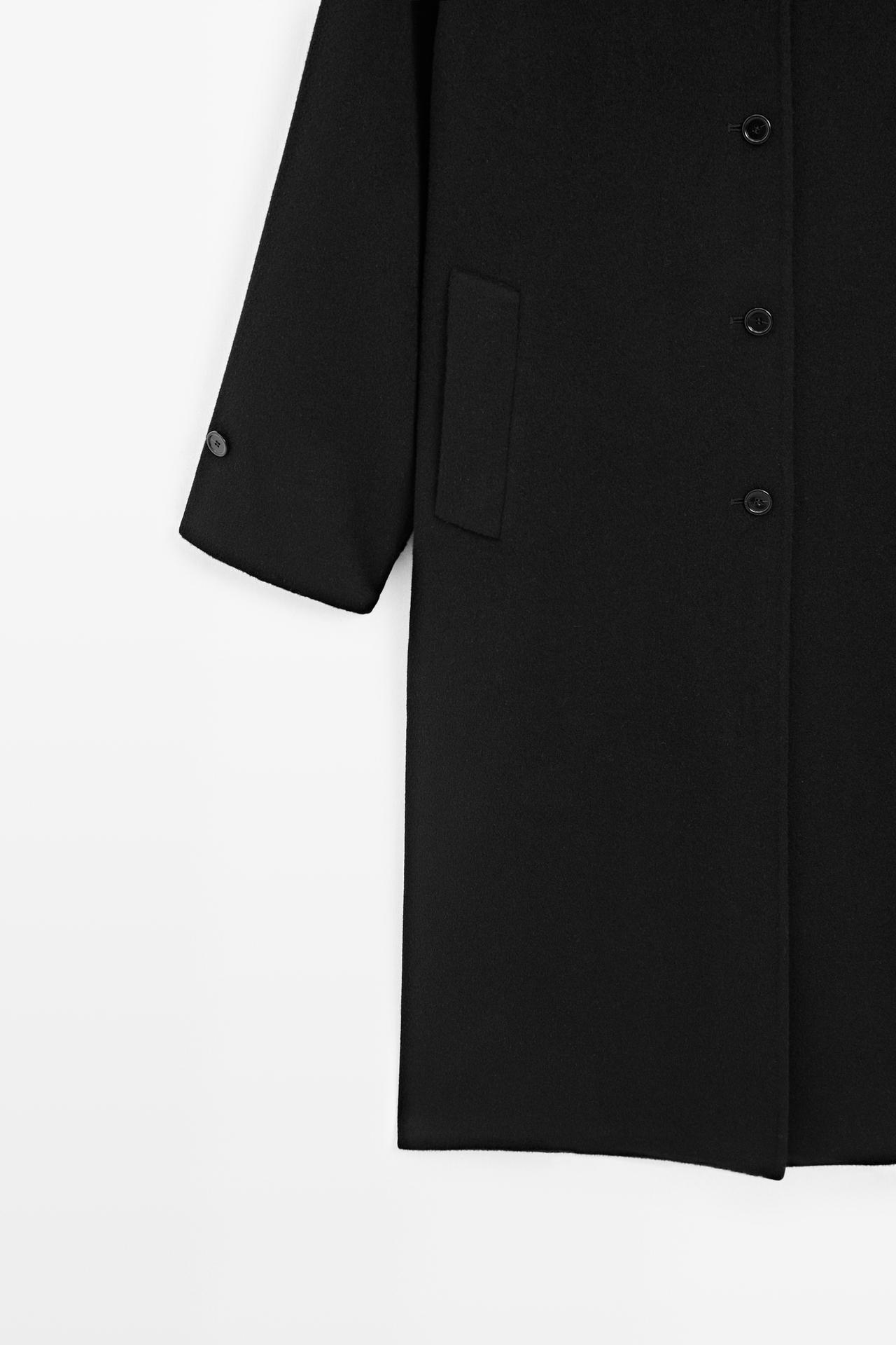 Wool-cashmere blend loose-fitting long coat — BLACK
