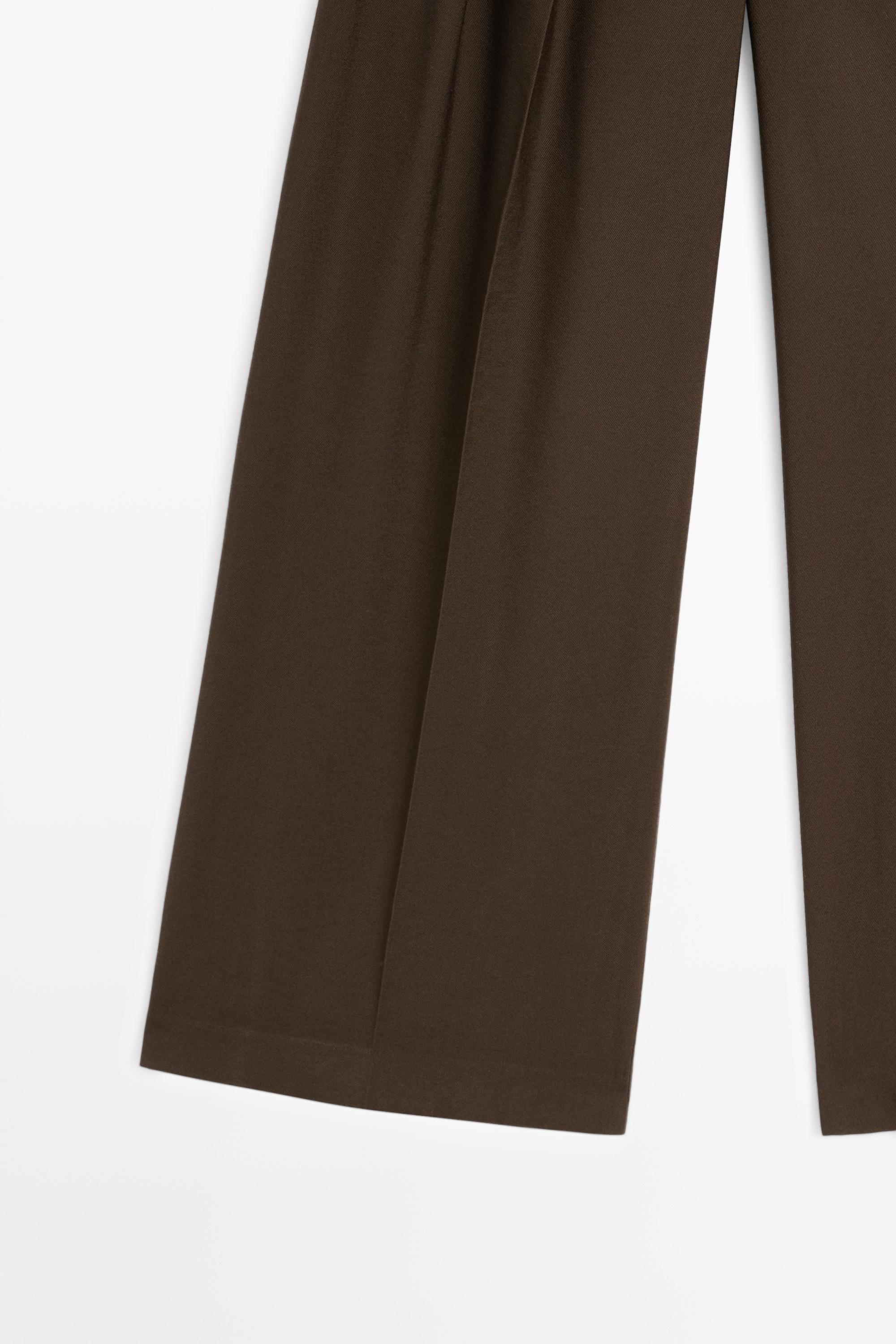 Wide-leg pants with pleats — Chocolate