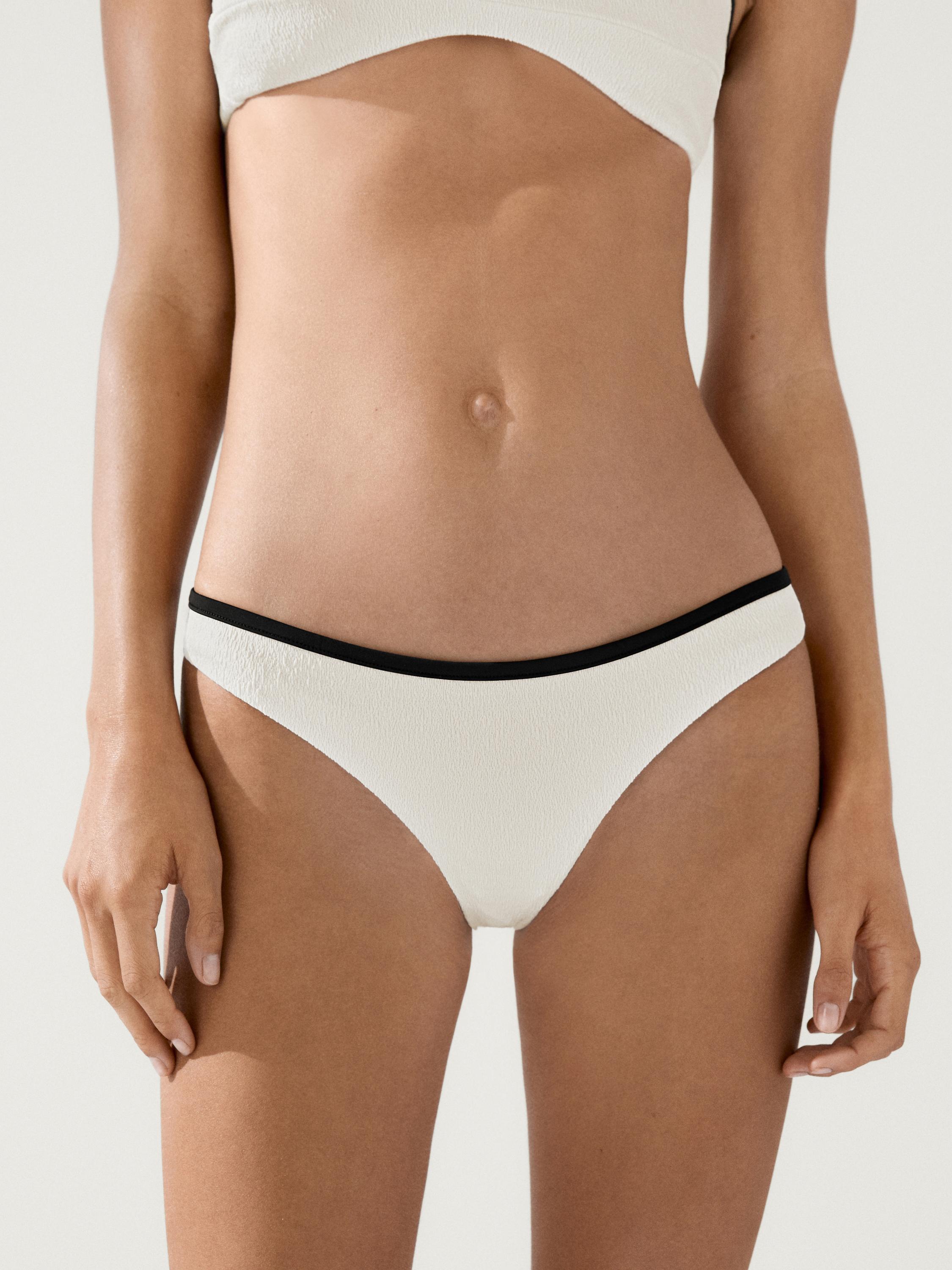 Contrast textured bikini top — Off white