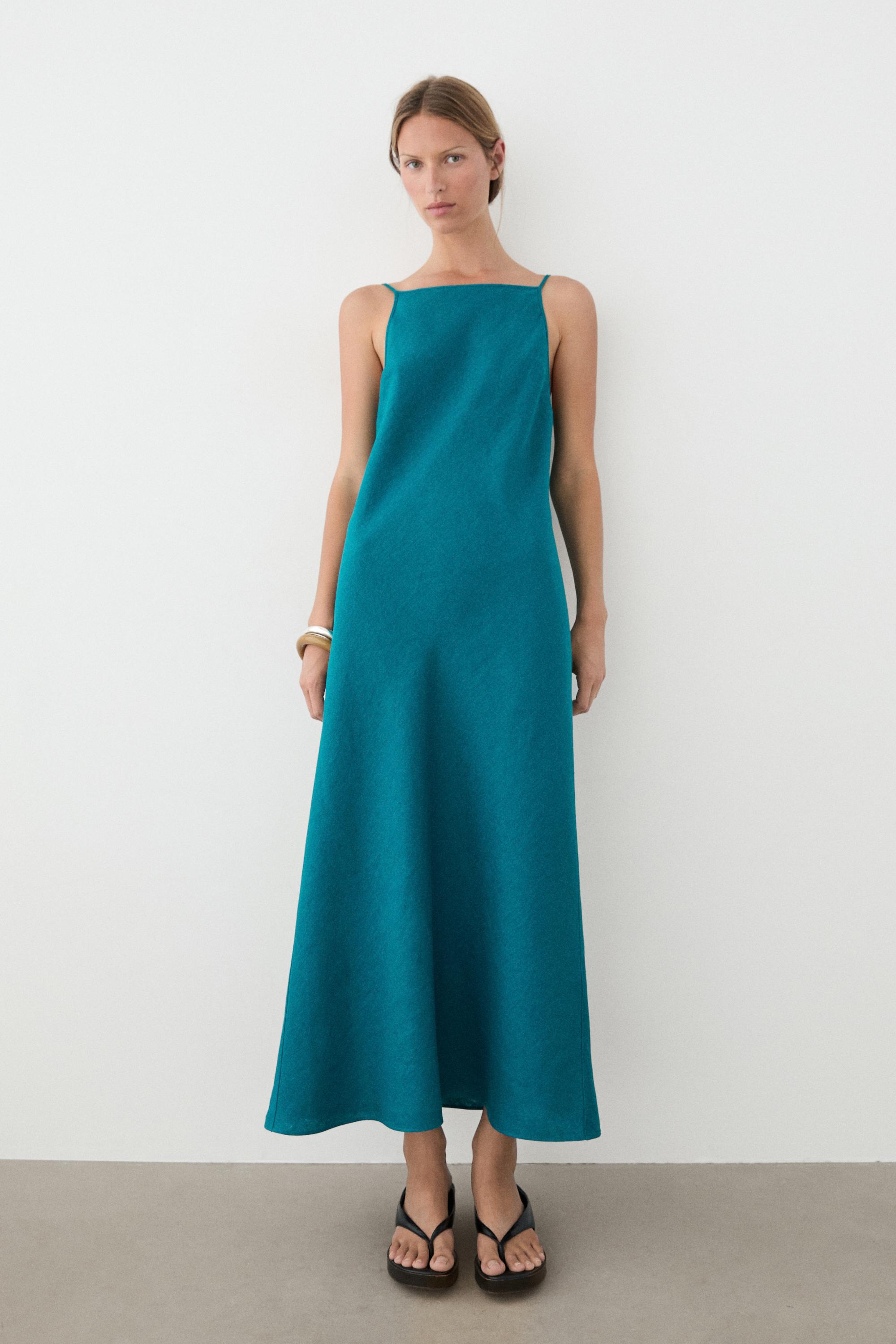 princess polly baby blue dress Women's Linen Clothing - Massimo Dutti