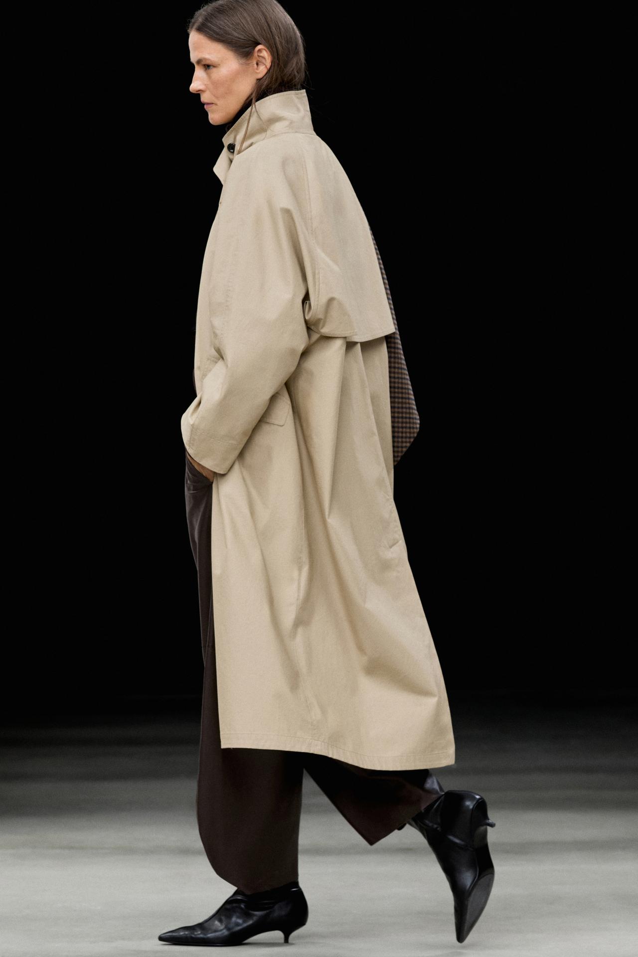 High neck 100% cotton trench coat — Light Beige