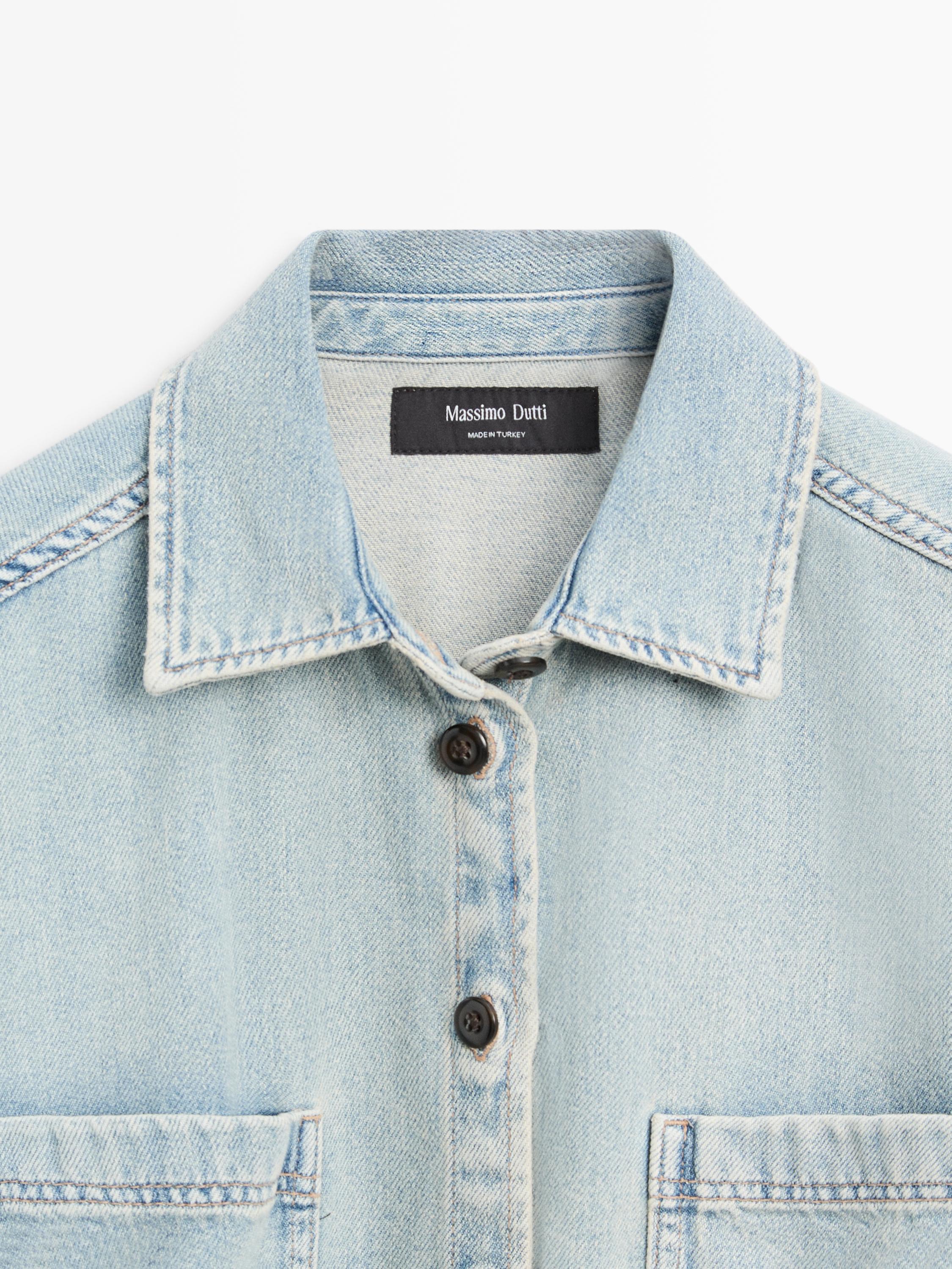 Oversize denim shirt with pocket details
