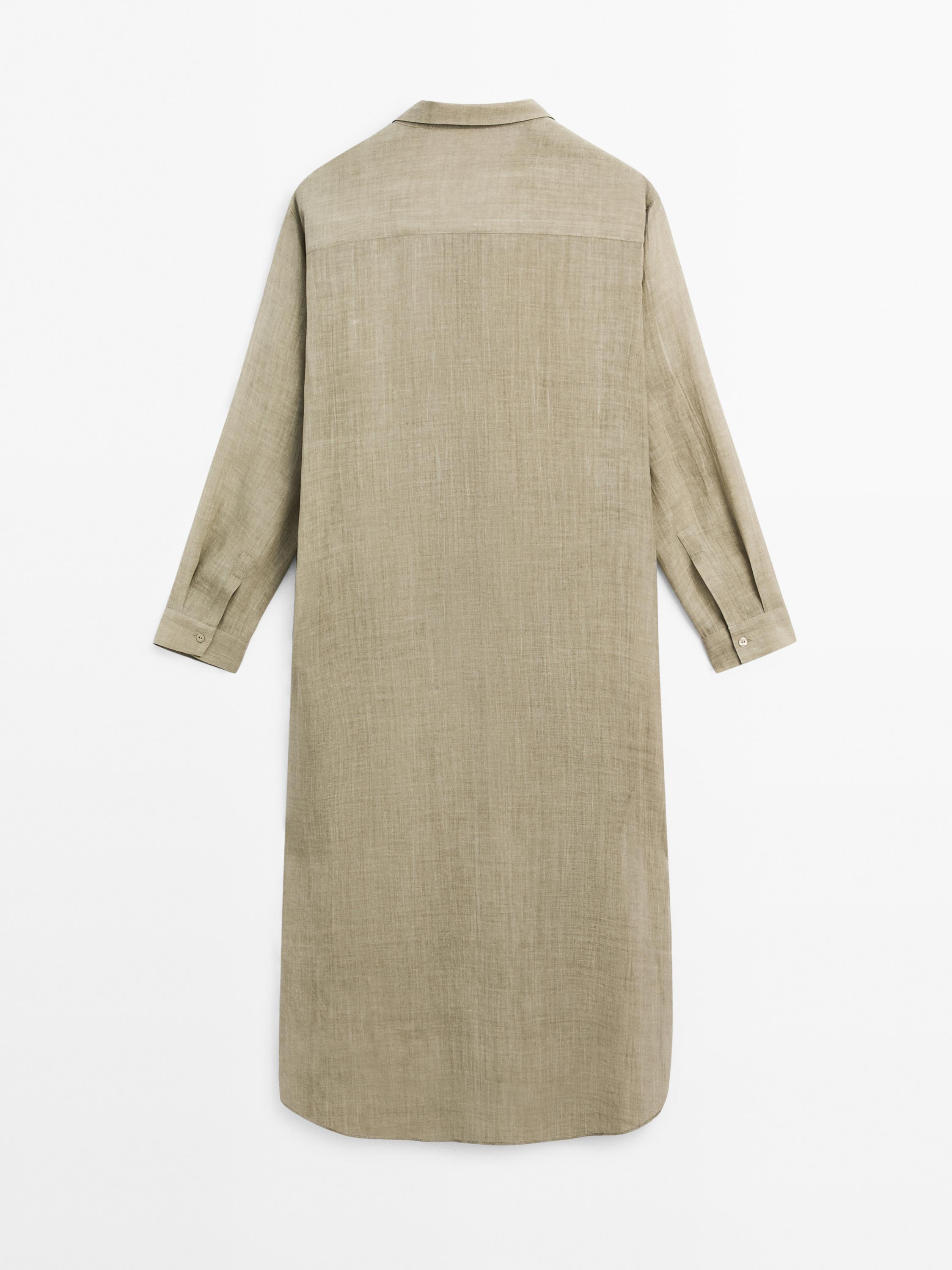 Semi-sheer ramie blend oversize blouse