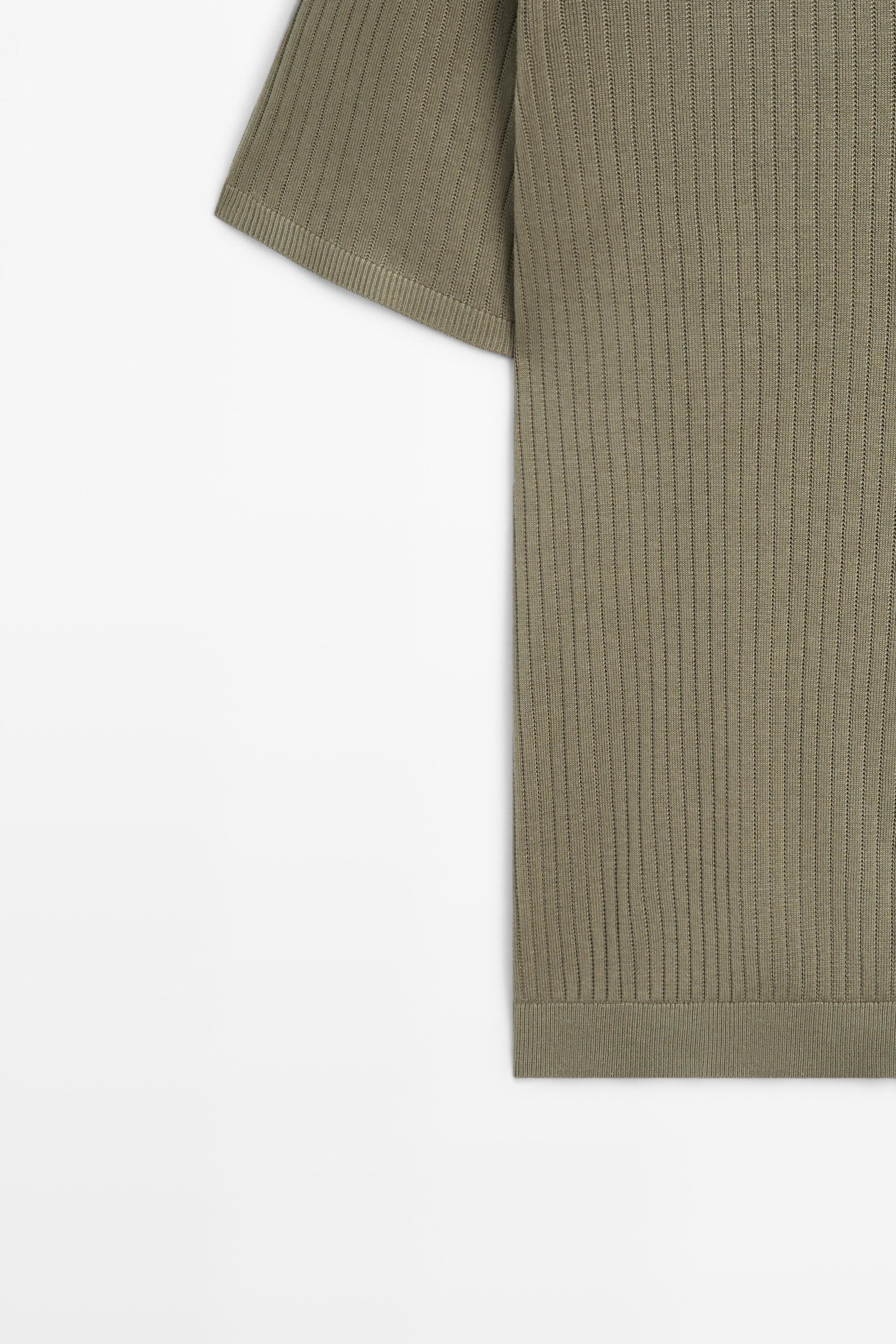 Cotton knit half-zip polo — GREEN