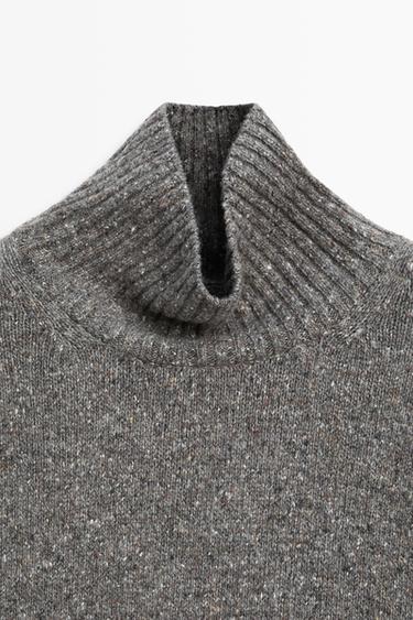 Wool-blend knit turtleneck sweater — GREY 9