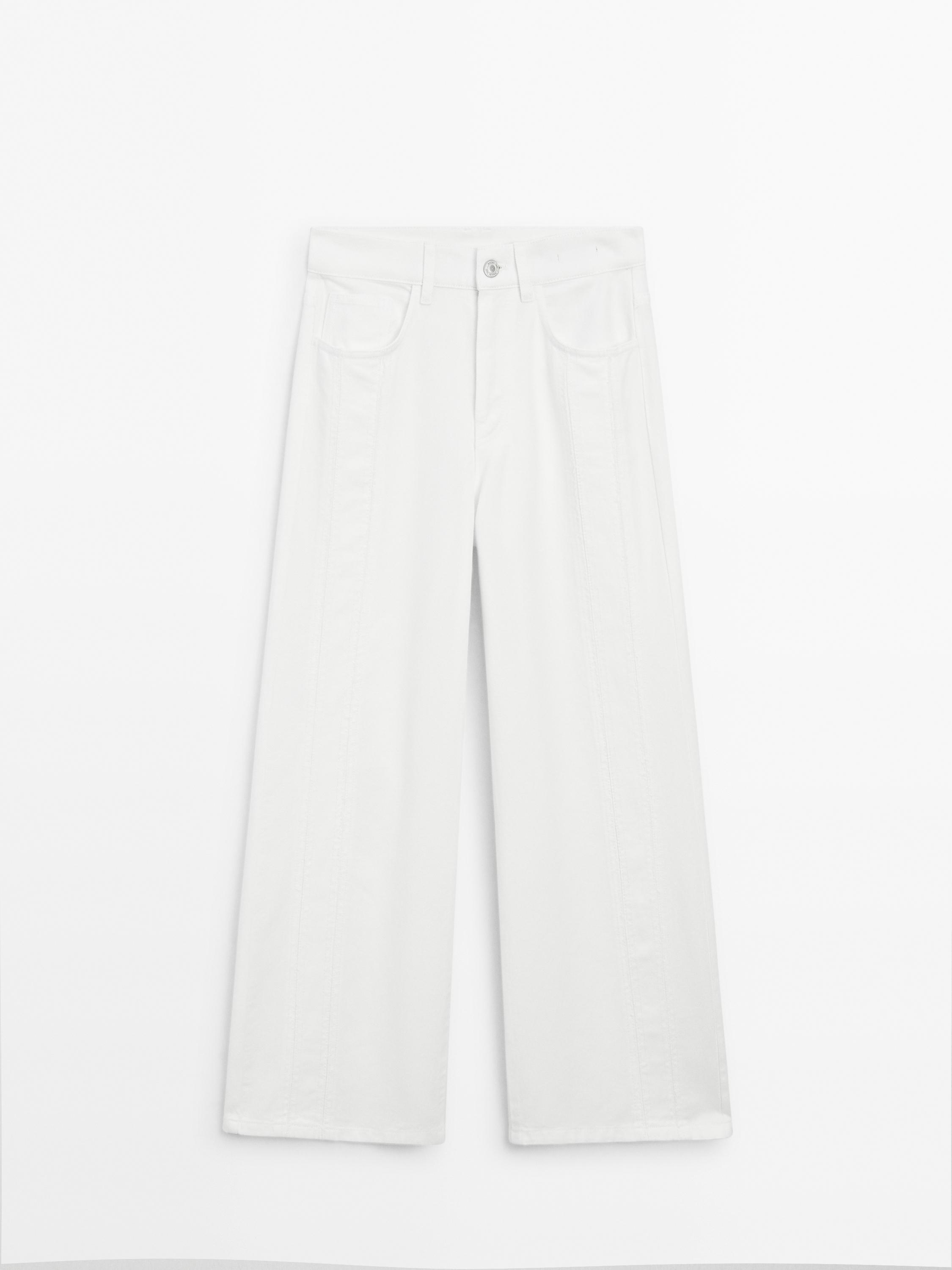 High-waist wide-leg jeans with seam details