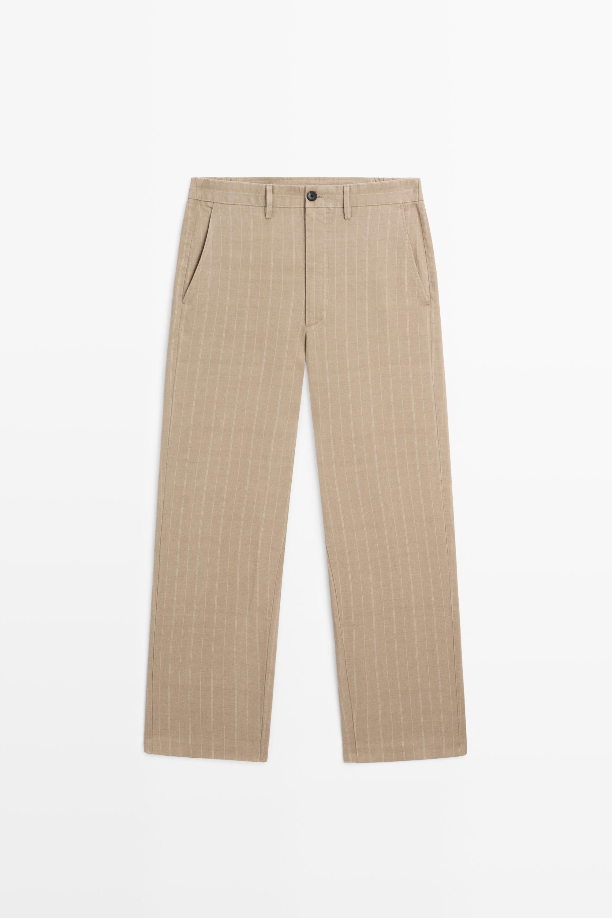 100% linen striped pants