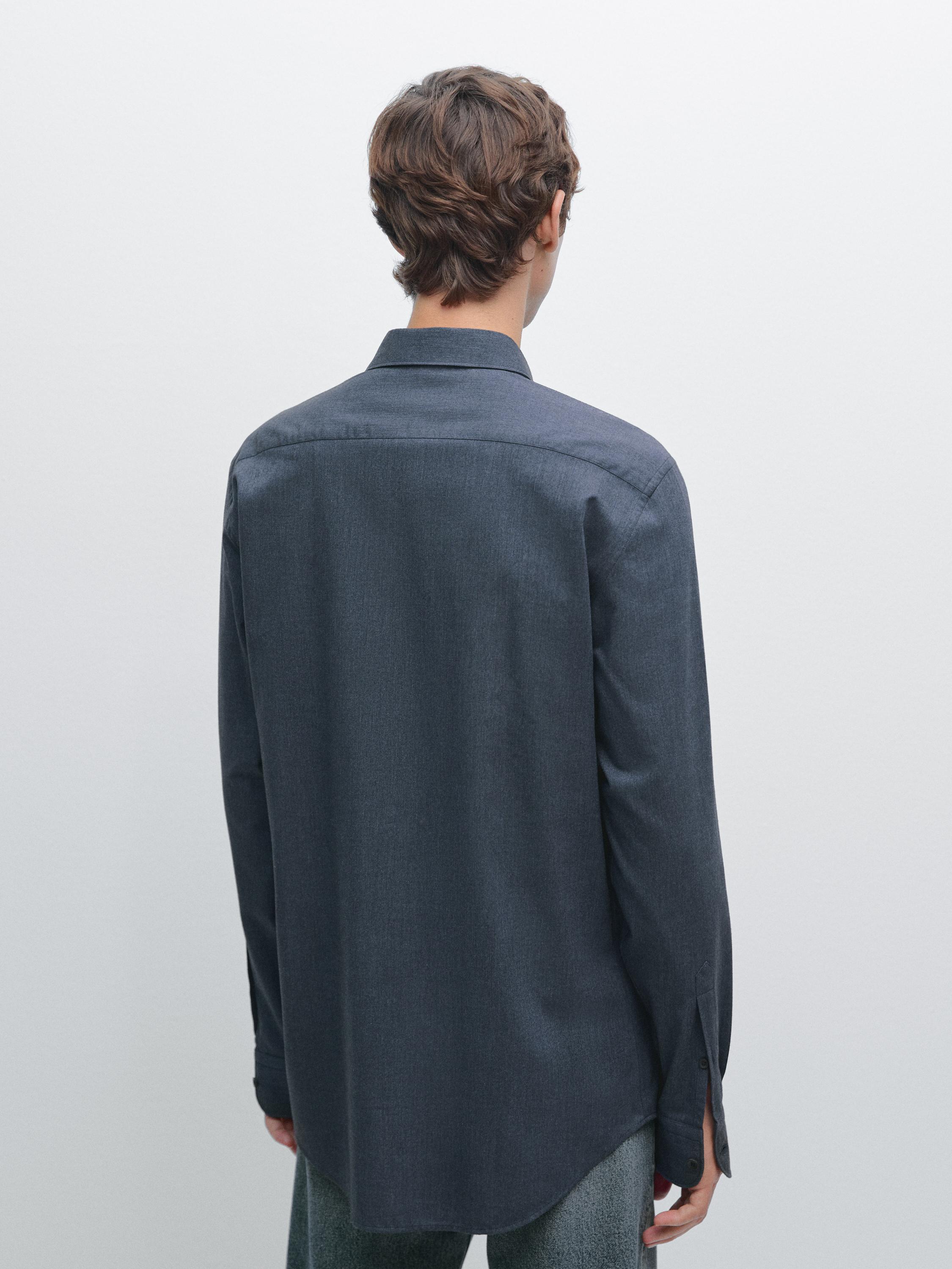 Slim fit twill melange shirt