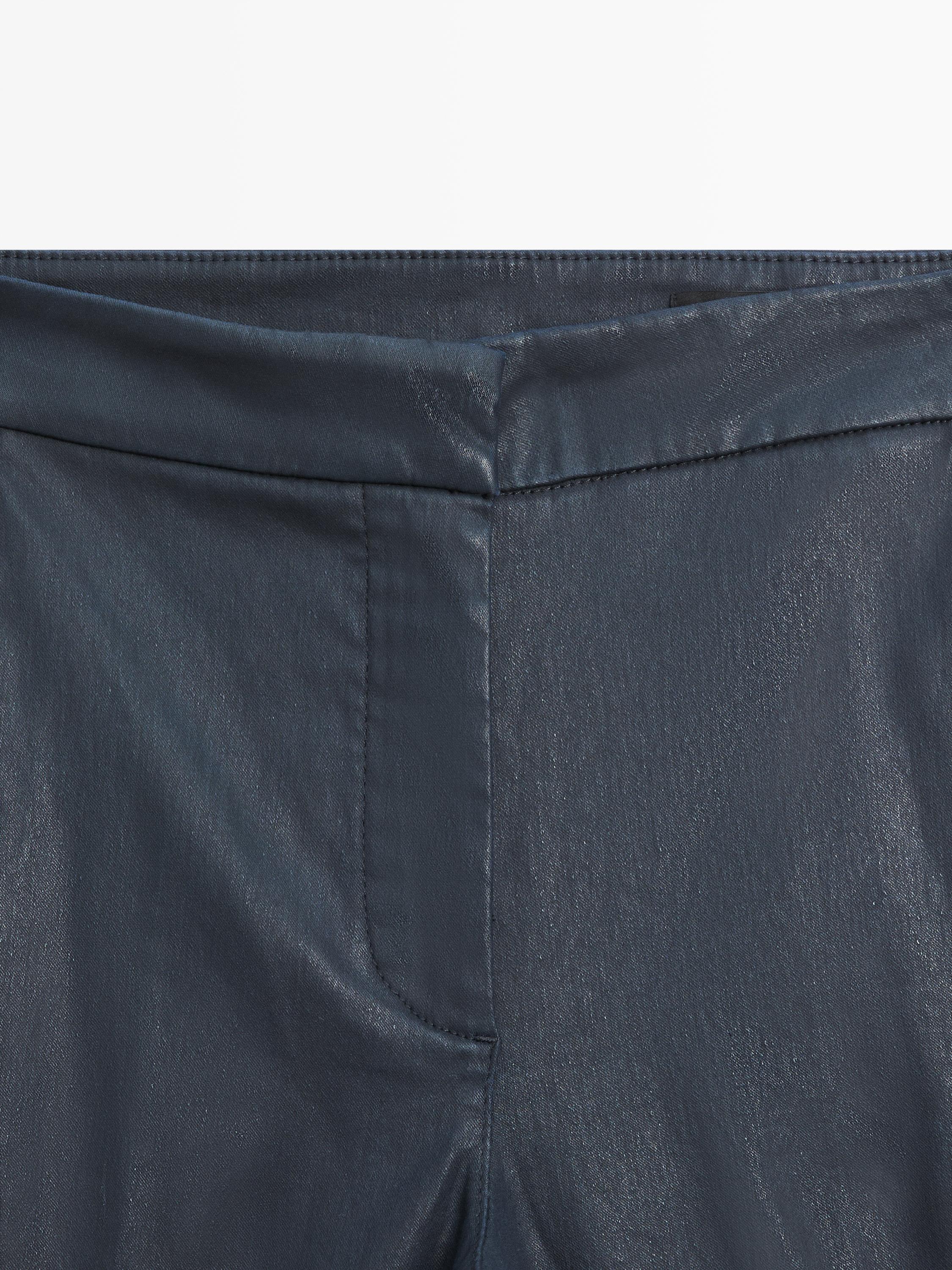 Waxed flare fit trousers — NAVY BLUE