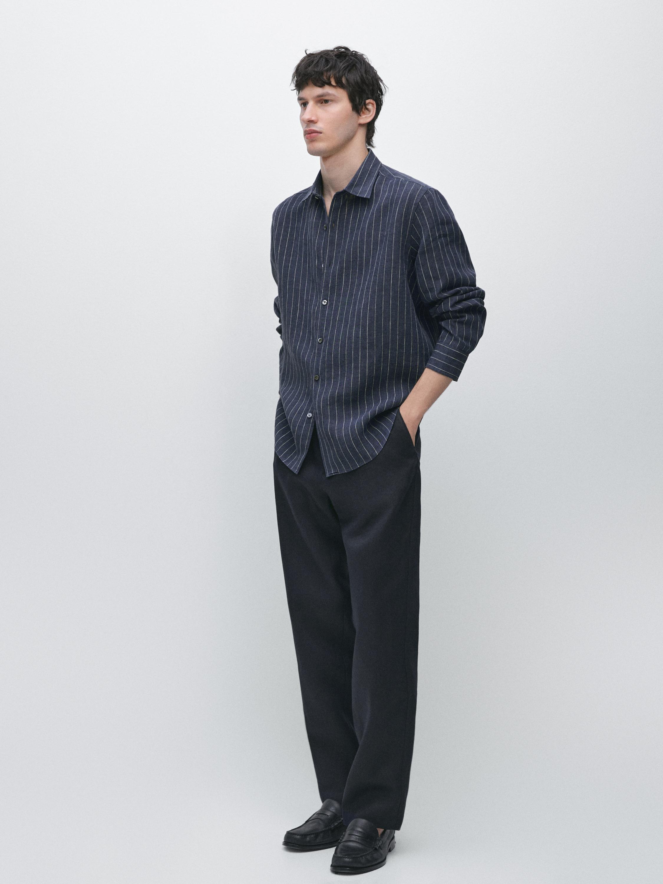 100% linen striped shirt