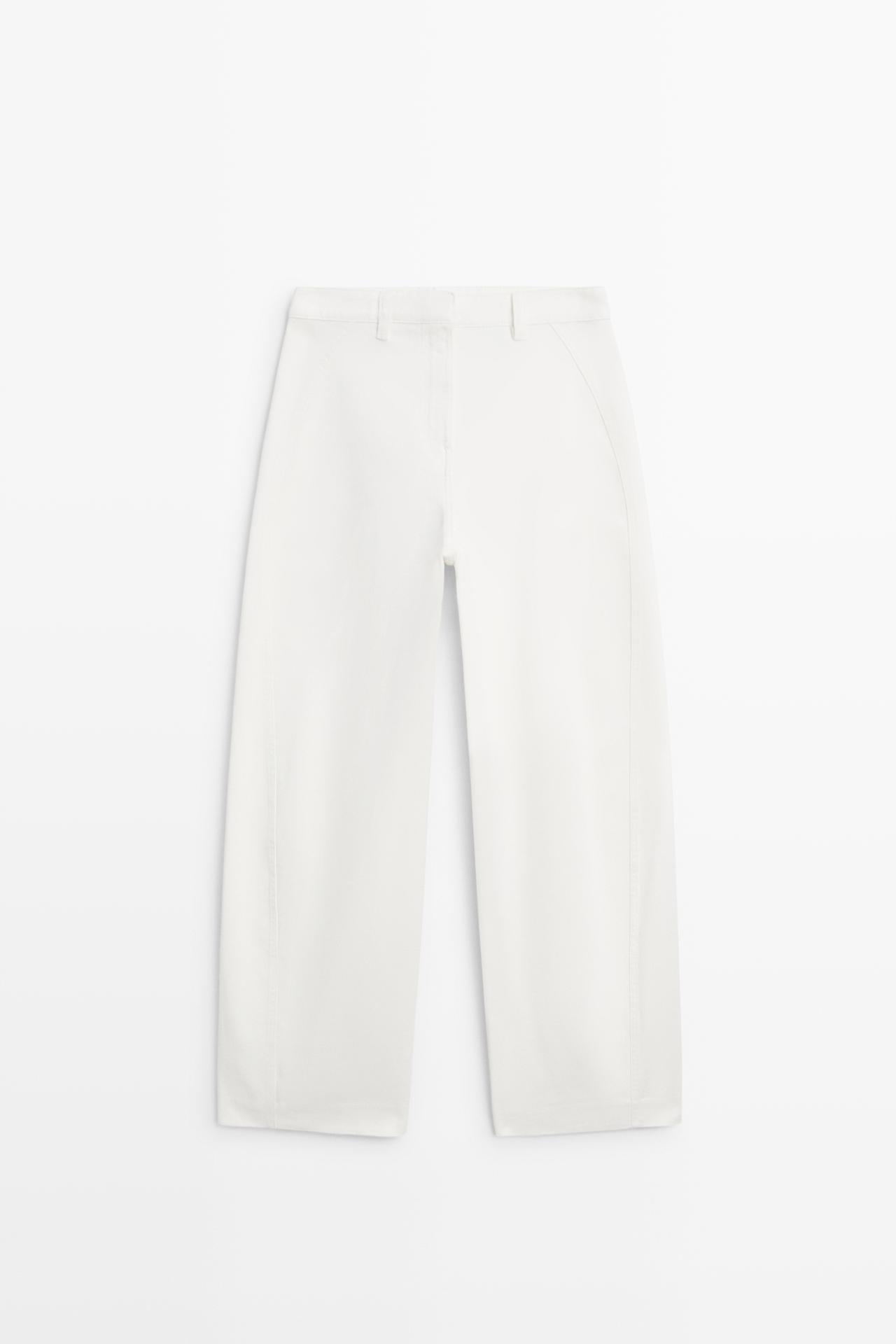100% cotton barrel fit pants — Off white