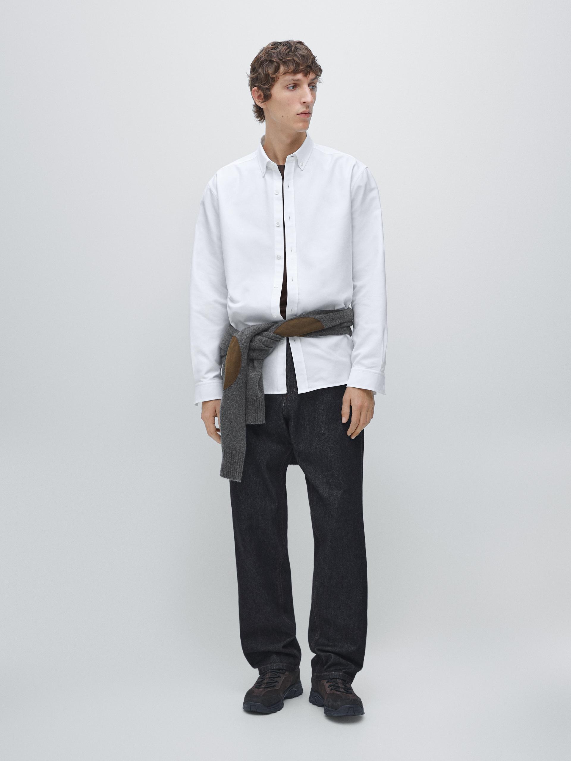 Chemise Regular Fit Oxford 100 % Coton - Blanc - M - Massimo Dutti - Homme