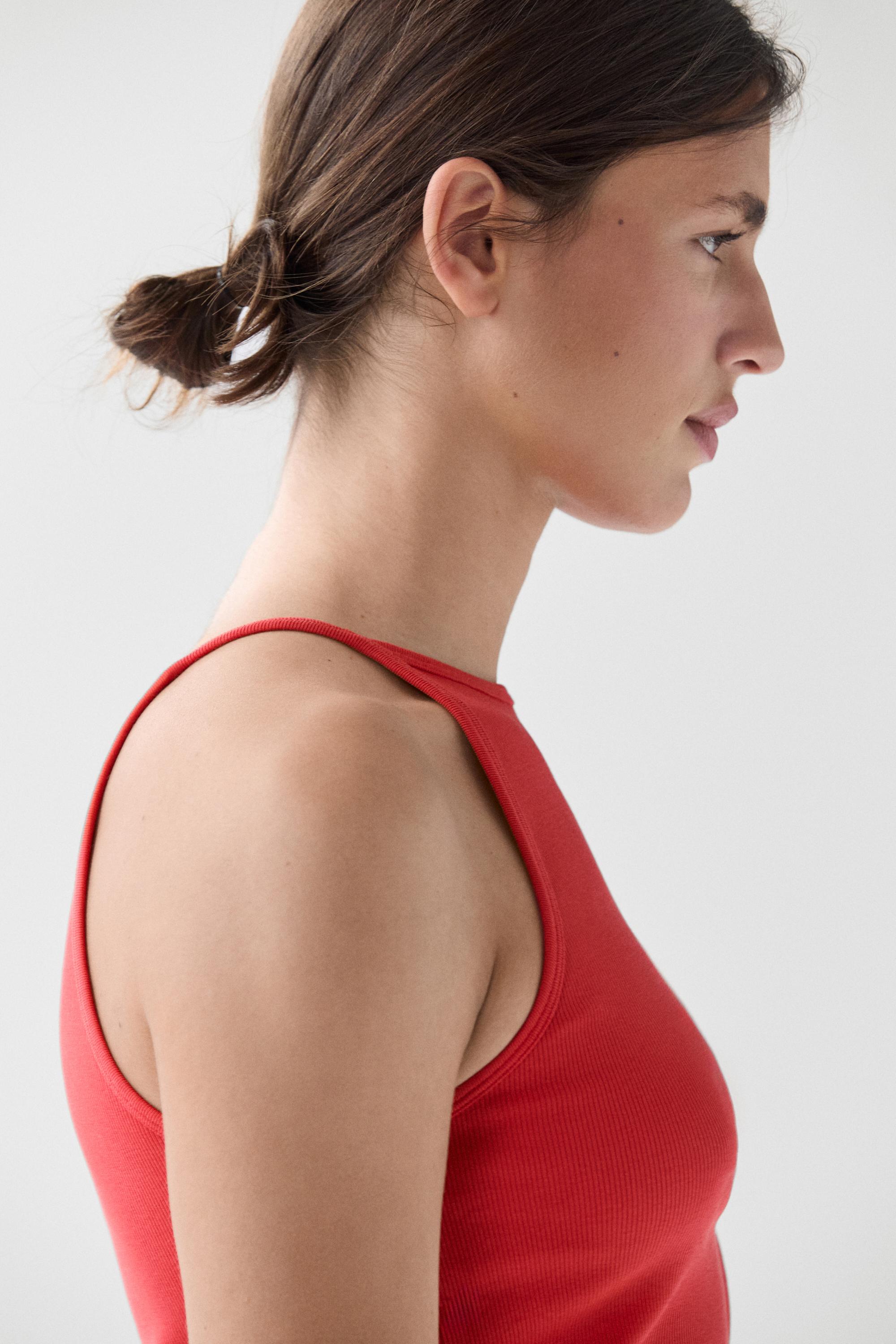 Cotton blend halter top — CORAL