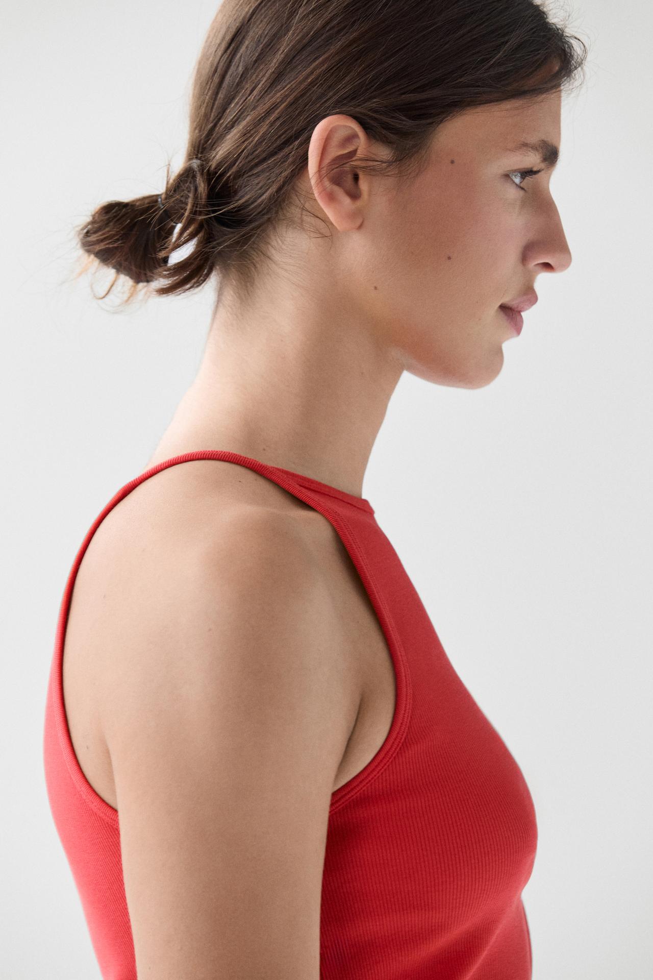 Cotton blend halter top — CORAL