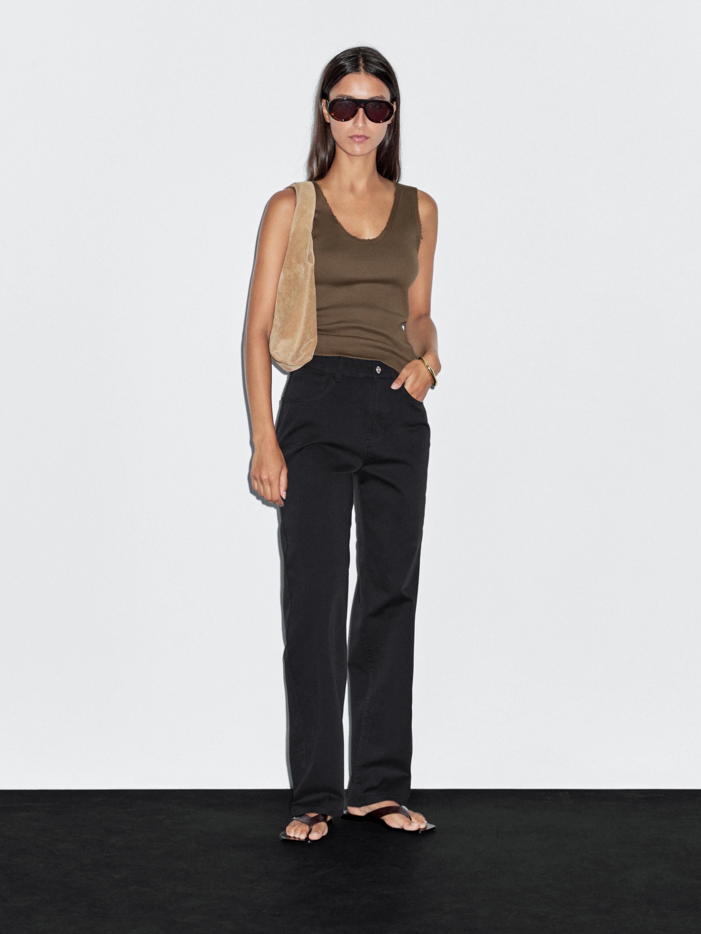 Mid-waist straight-leg trousers