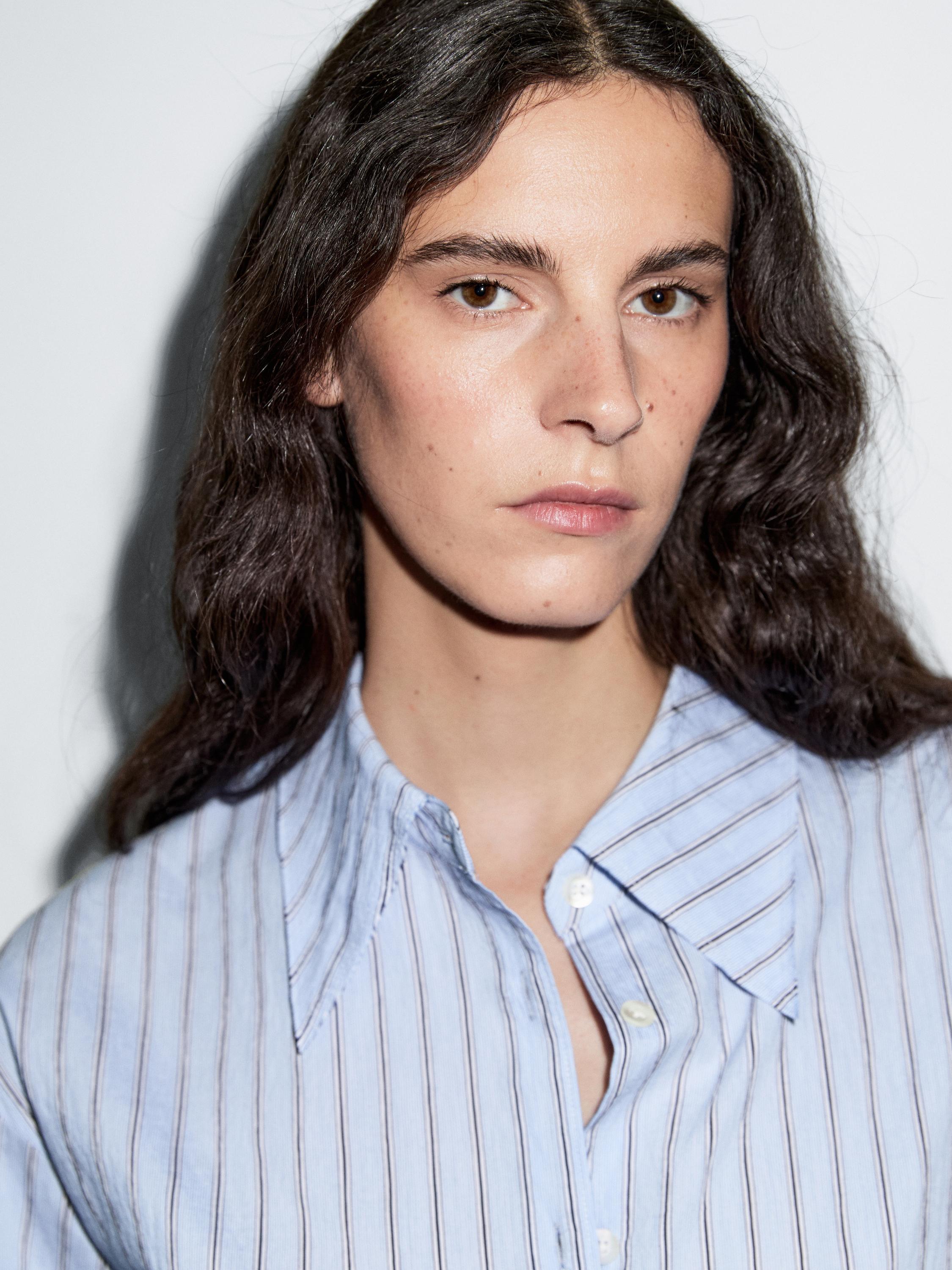 Striped cotton blend shirt
