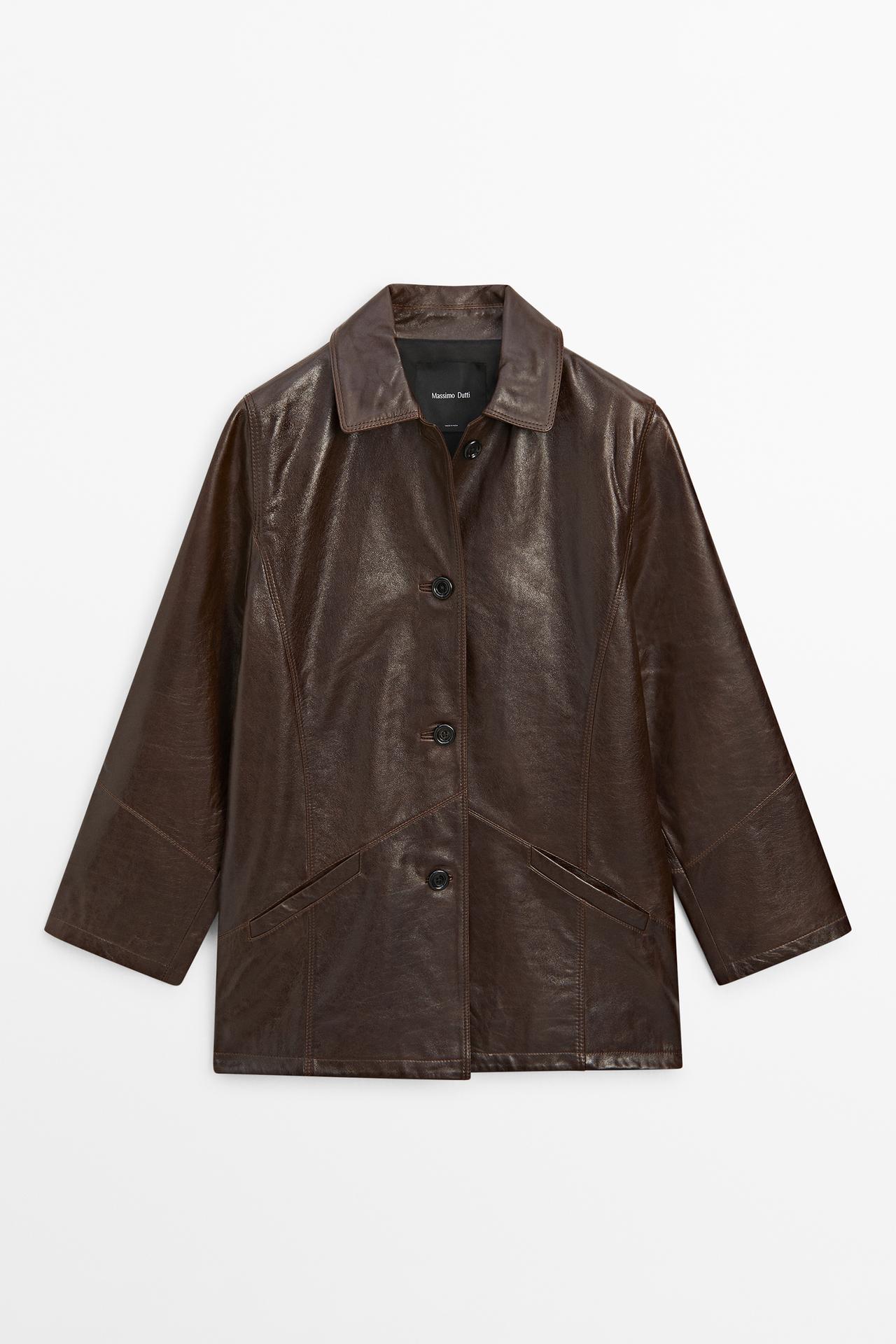 Leather nappa jacket — BROWN