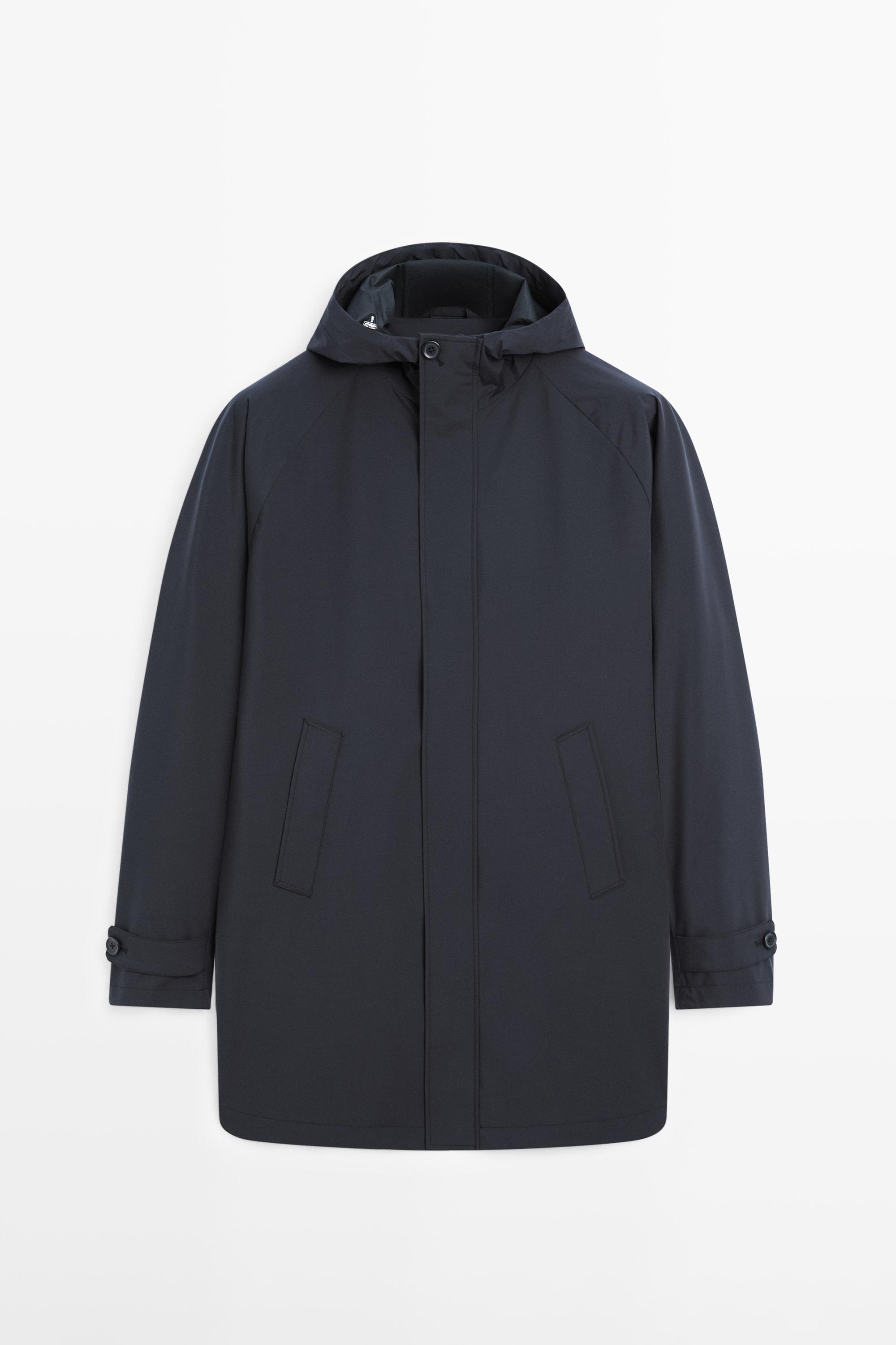 Long hooded parka — NAVY BLUE