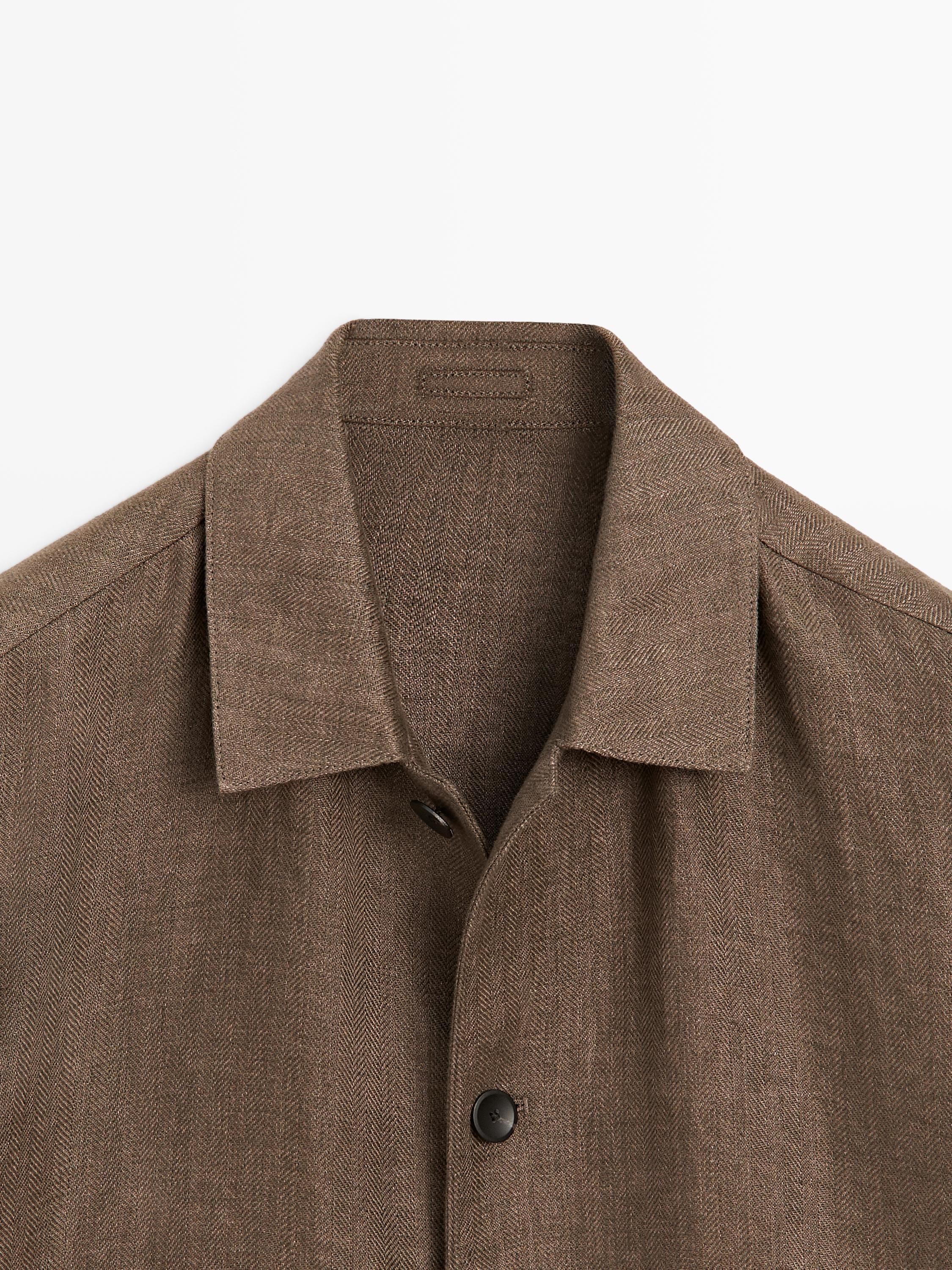 Total look linen jacket with herringbone detail — OCHRE