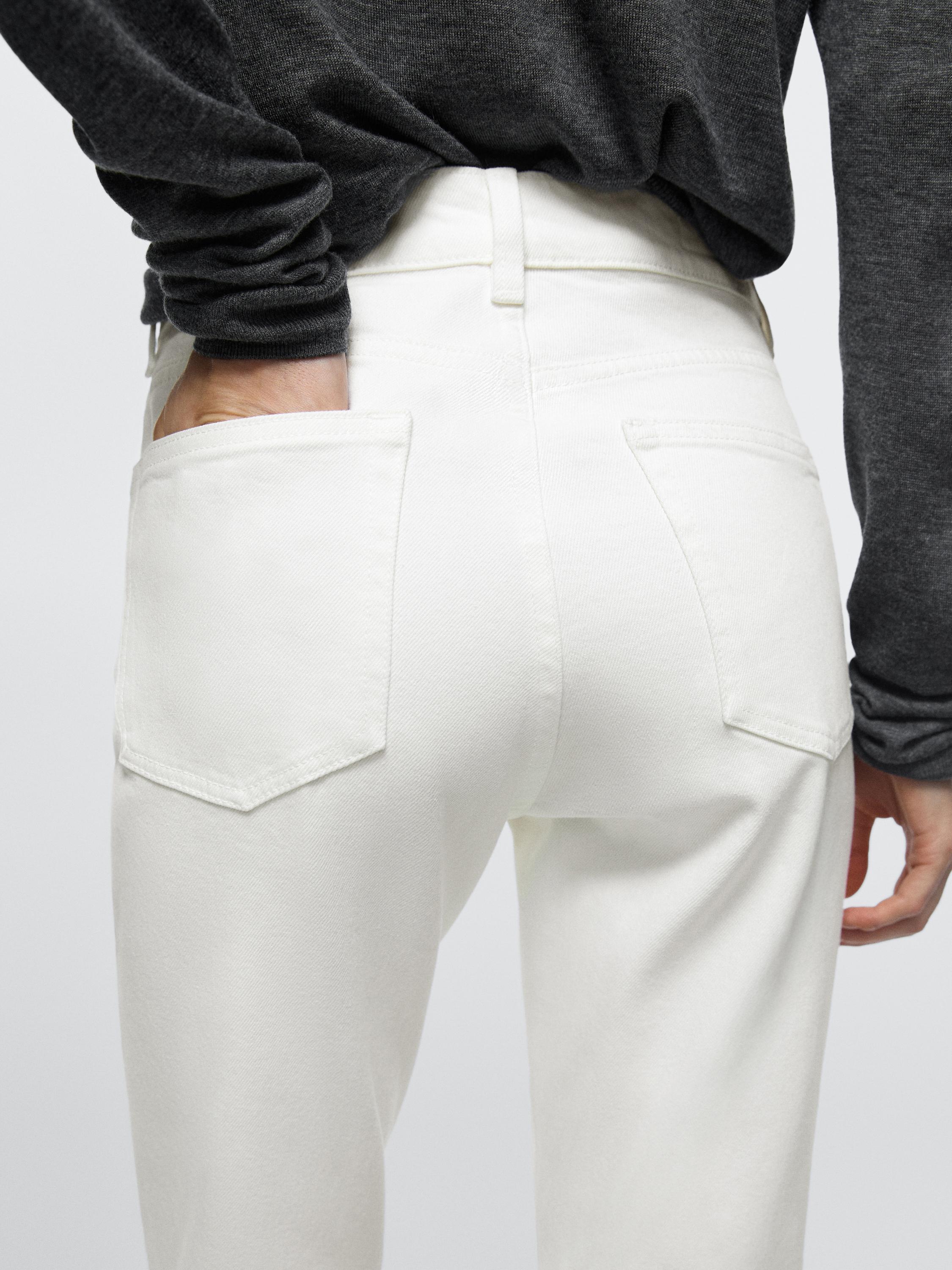 Mid-rise cropped slim fit jeans — Off white