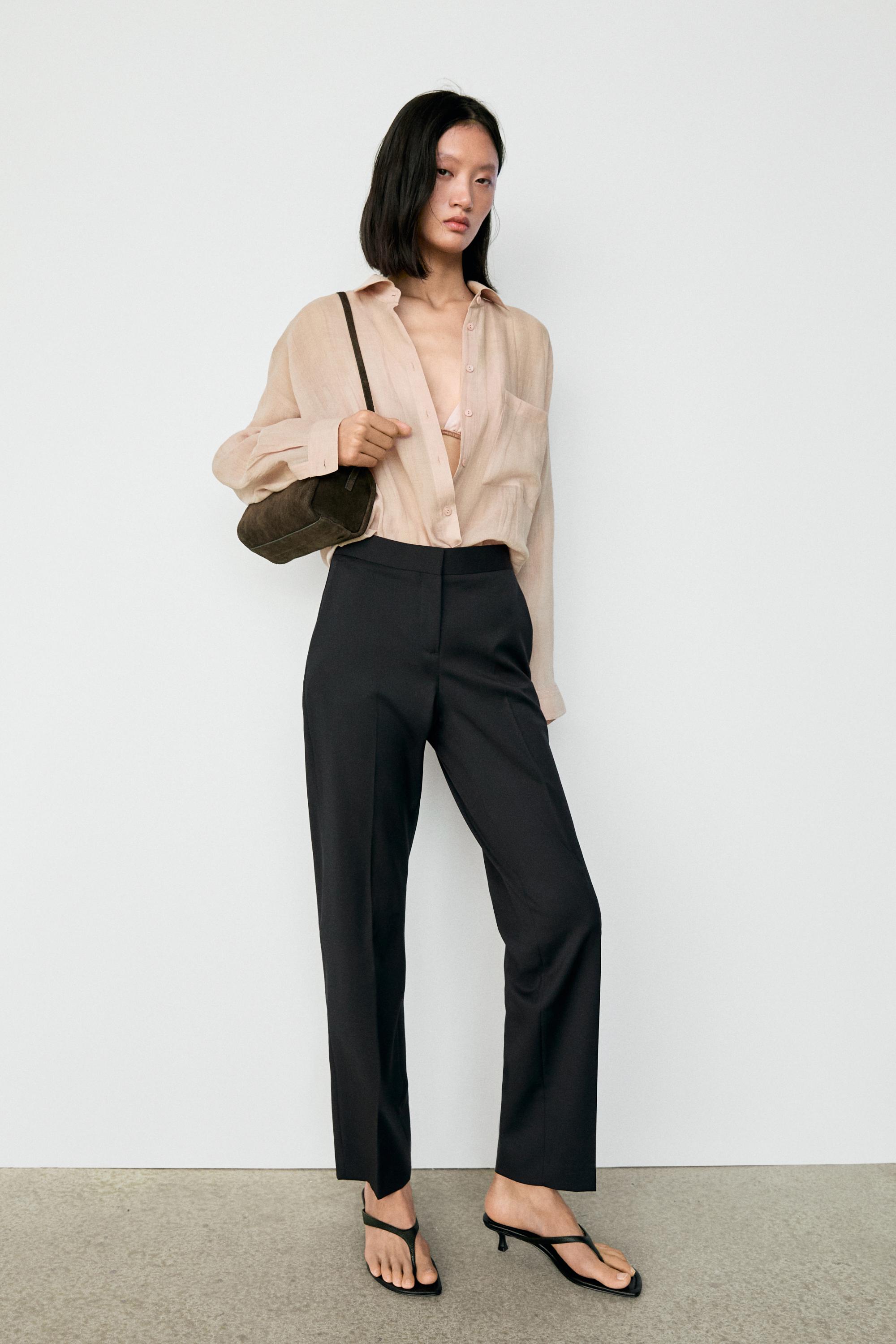 100% cool wool straight fit trousers — NAVY BLUE