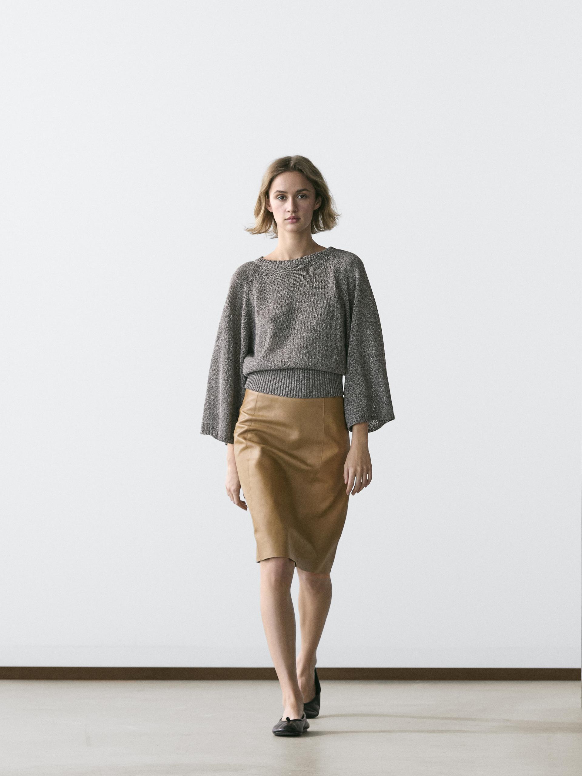 Cotton Blend Knit Jumper - Grigio Medio - Xs - Massimo Dutti - Femminile