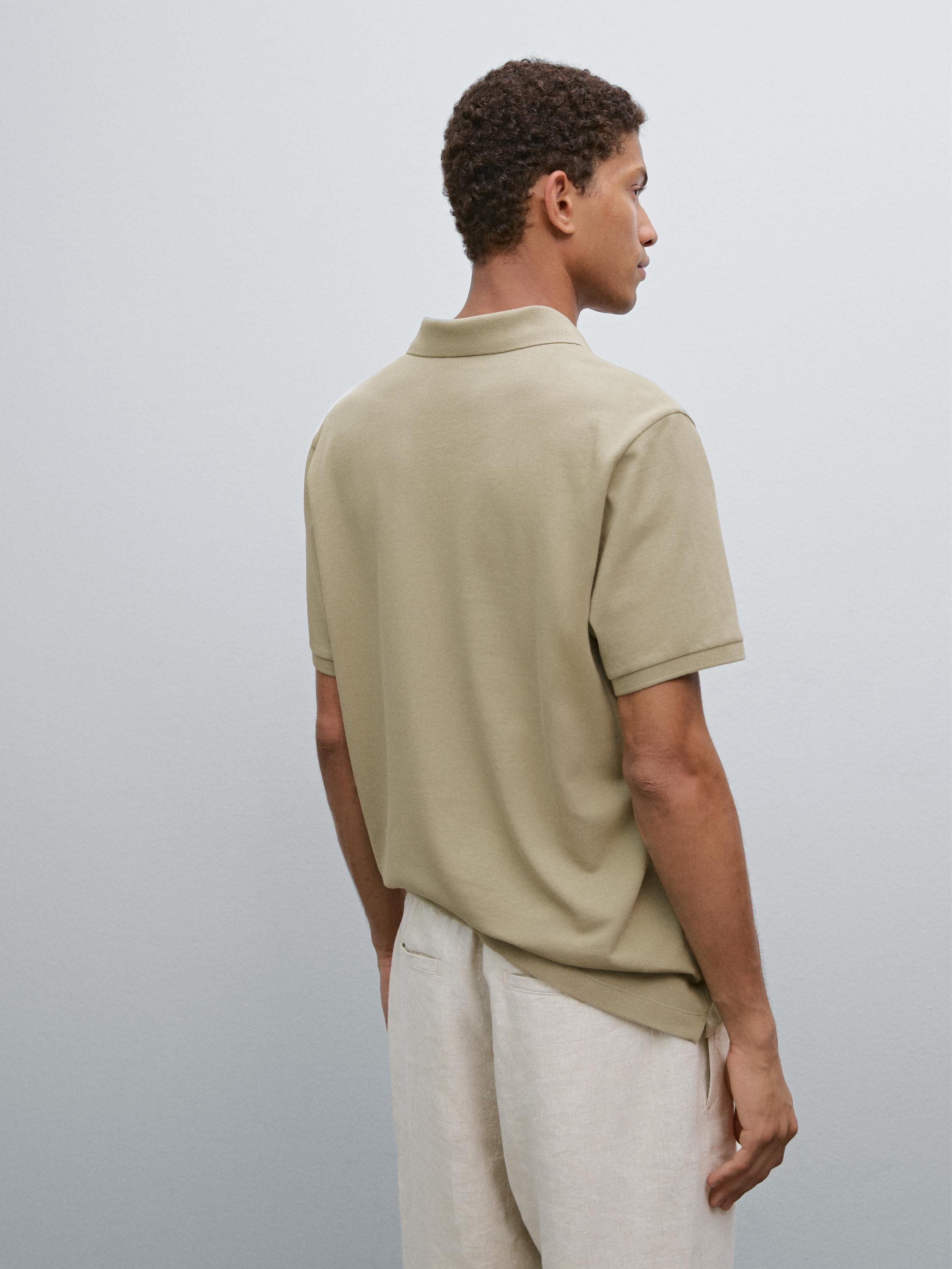 Micro textured piqué cotton polo shirt
