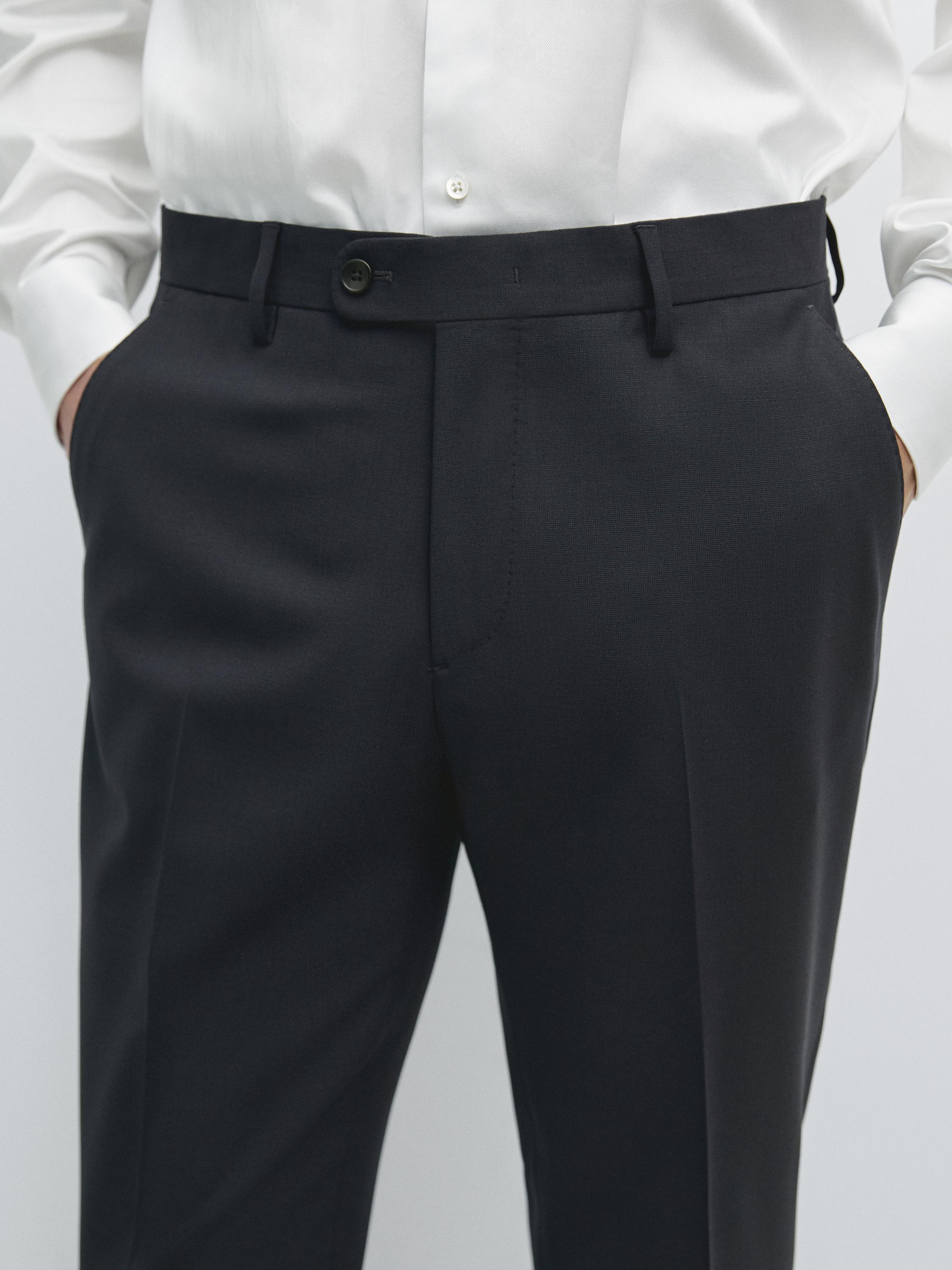 Cool wool blend suit trousers — NAVY BLUE