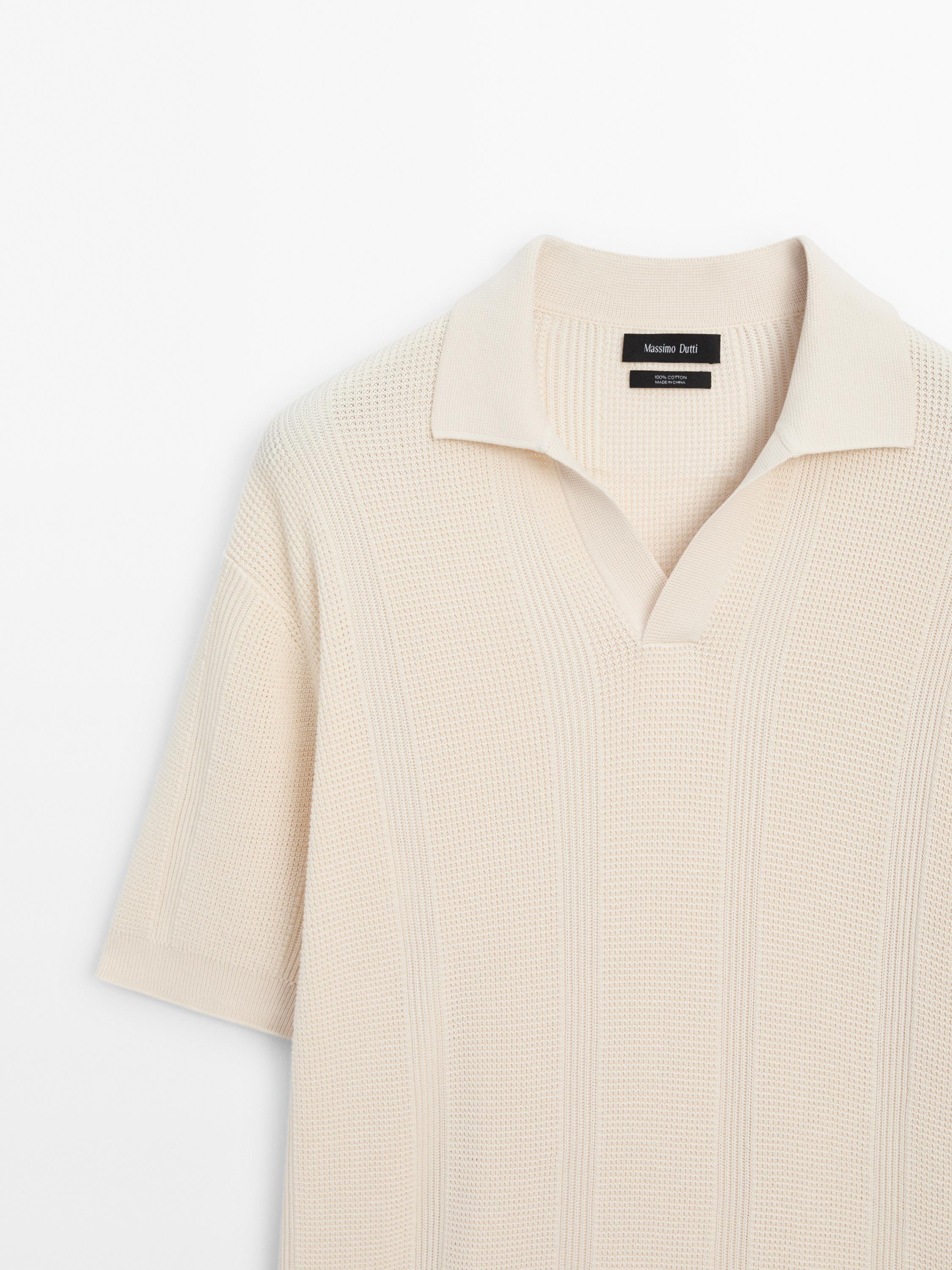 Short sleeve cotton knit polo shirt