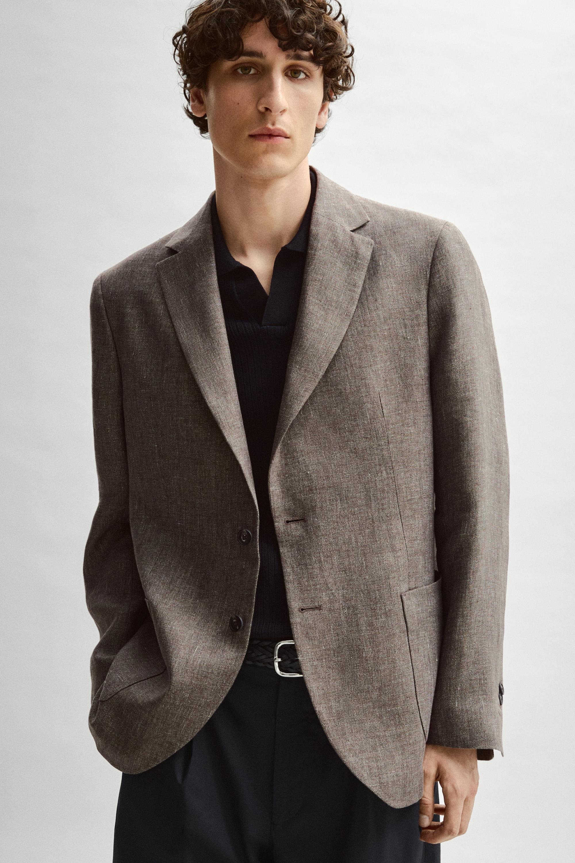 100% linen tailored marl blazer — BEIGE MARL